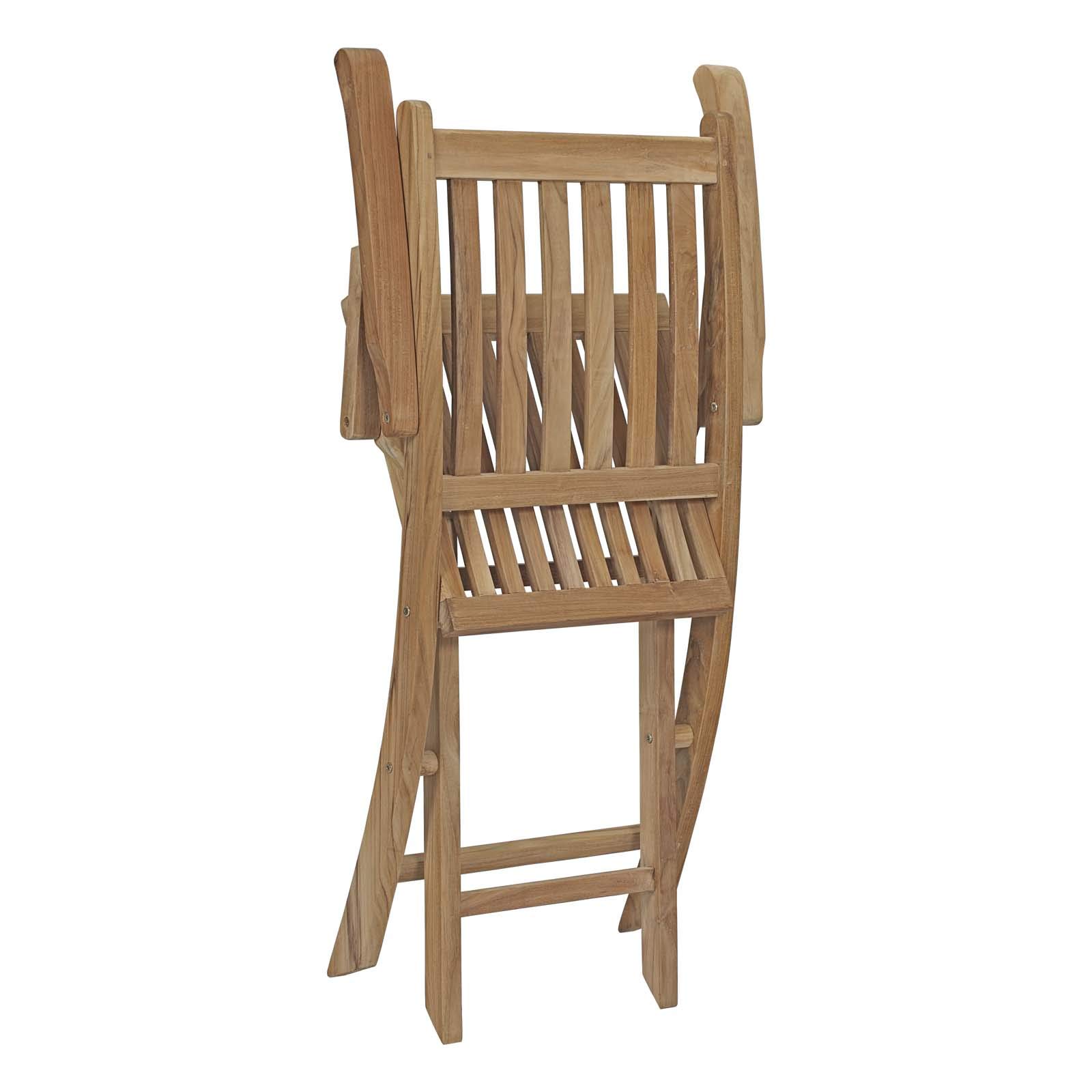 Modern Outdoor Patio Dining Set - Wooden Garden Chairs & Table for Balcony, Deck or Backyard - Natural Finish for Contemporary Style - Perfect for Al Fresco Meals, Relaxing & Entertaining