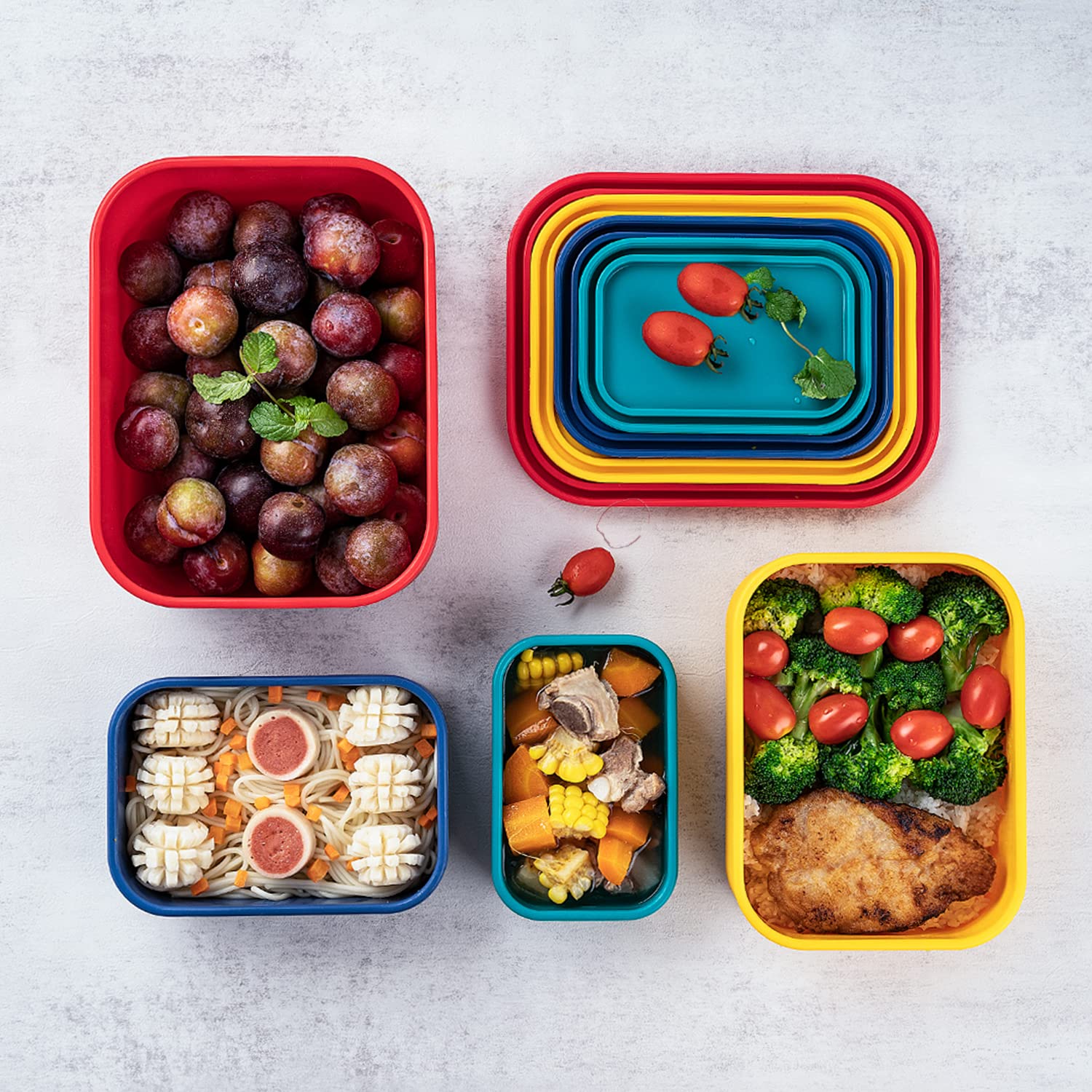 FENGCHEN 4-Piece Silicone Food Storage Container Set with Lids - BPA-Free, Freezer & Oven Safe, Airtight Meal Prep Containers for Kitchen, Office & Travel