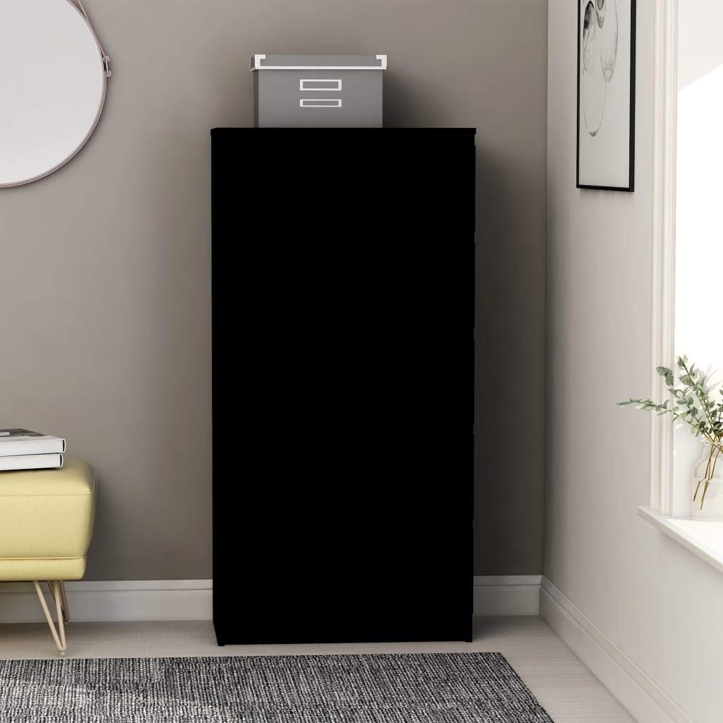 Modern Black Sideboard Buffet Cabinet with 5 Drawers - 23.6