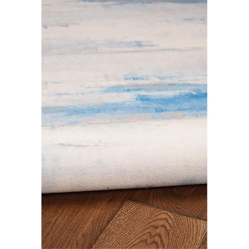 Washable Polyester 5'x7' Area Rug in Ivory - Transitional Style for Living Room, Bedroom & Office
