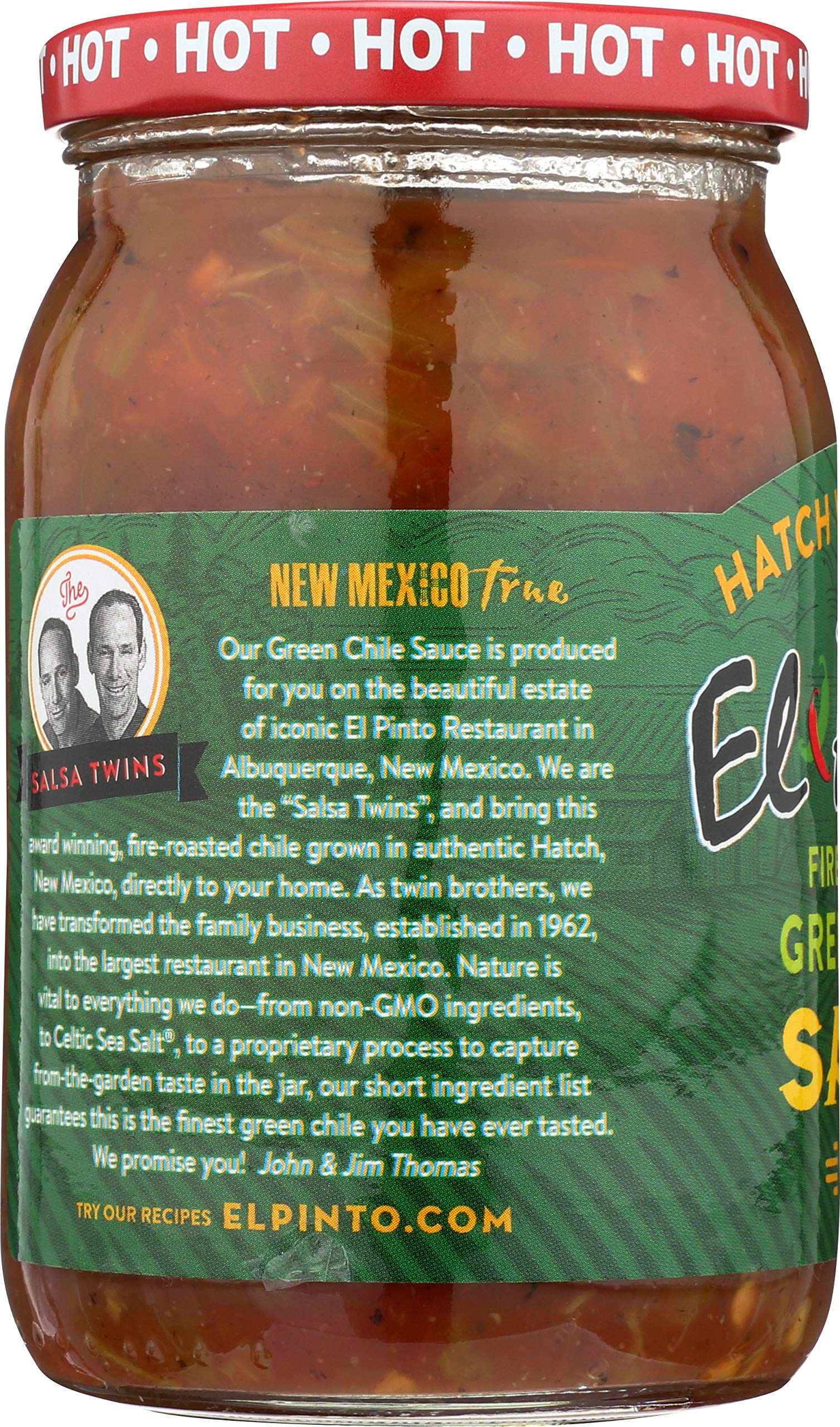 El Pinto All Natural Green Chile Hot Sauce - 16 Oz (Pack of 6) | Spicy New Mexican Style Salsa for Tacos, Burritos, Eggs & Grilling