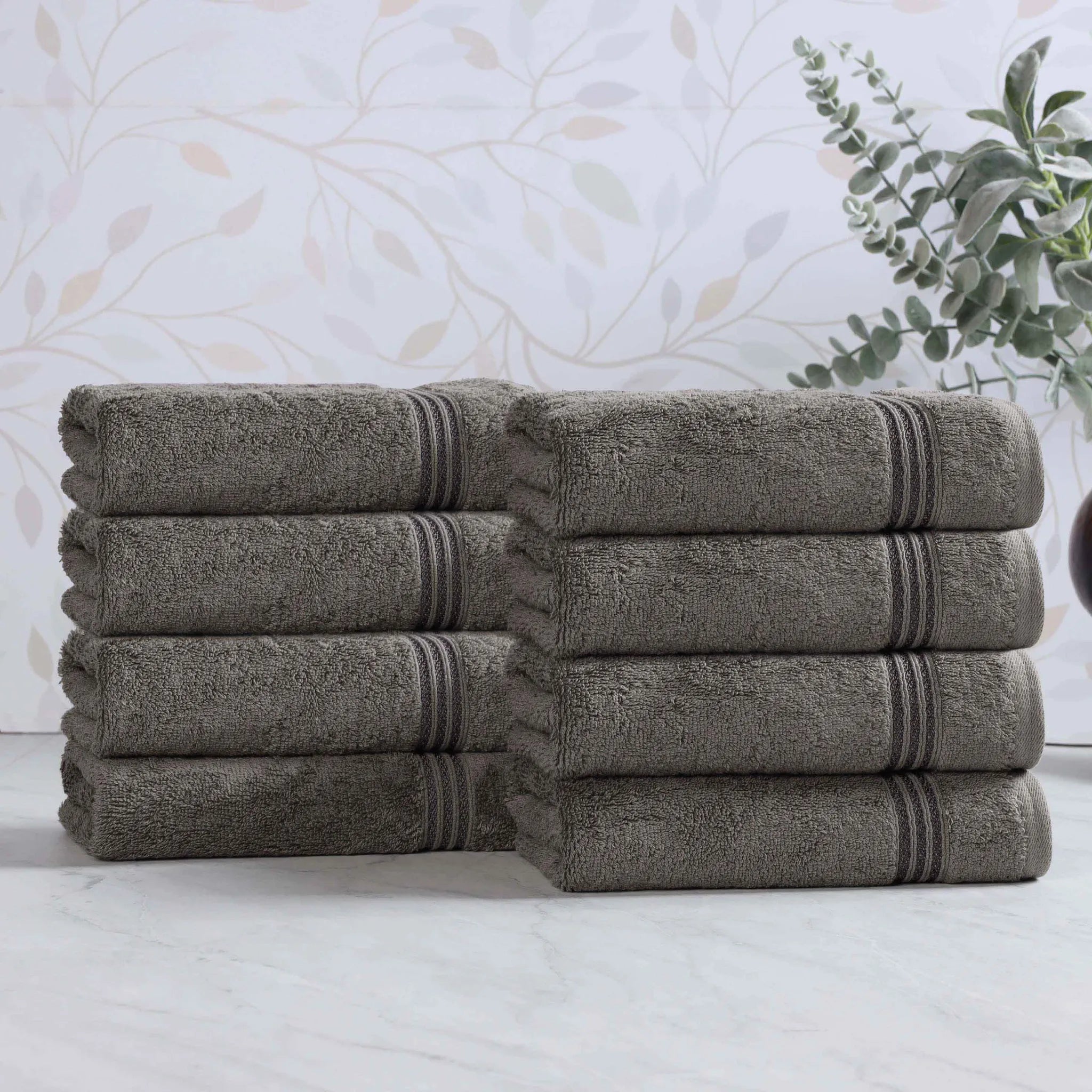 Premium 100% Egyptian Cotton Plush Hand Towels - Ultra Soft & Absorbent Bath Towel Set of 8 for Bathroom, Kitchen & Spa Luxury (24x16 Inches)