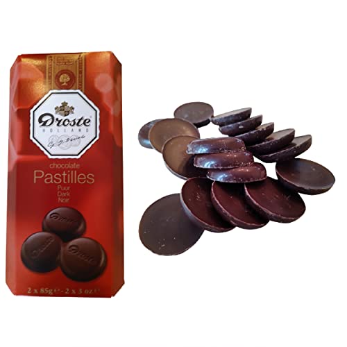 Premium Droste Dark Chocolate Pastilles - 2 Rolls (5.99 oz) | Dutch Cocoa Candy for Baking, Gifting & Snacking | Gourmet Chocolate Drops for Coffee, Desserts & Party Favors