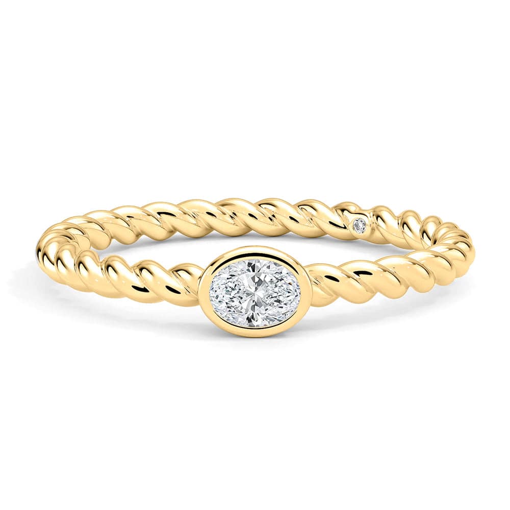 Lab Grown Oval Diamond Rope Promise Ring for Women - 14K White Gold Engagement Ring for Her - Perfect Anniversary, Valentine's Day or Proposal Gift