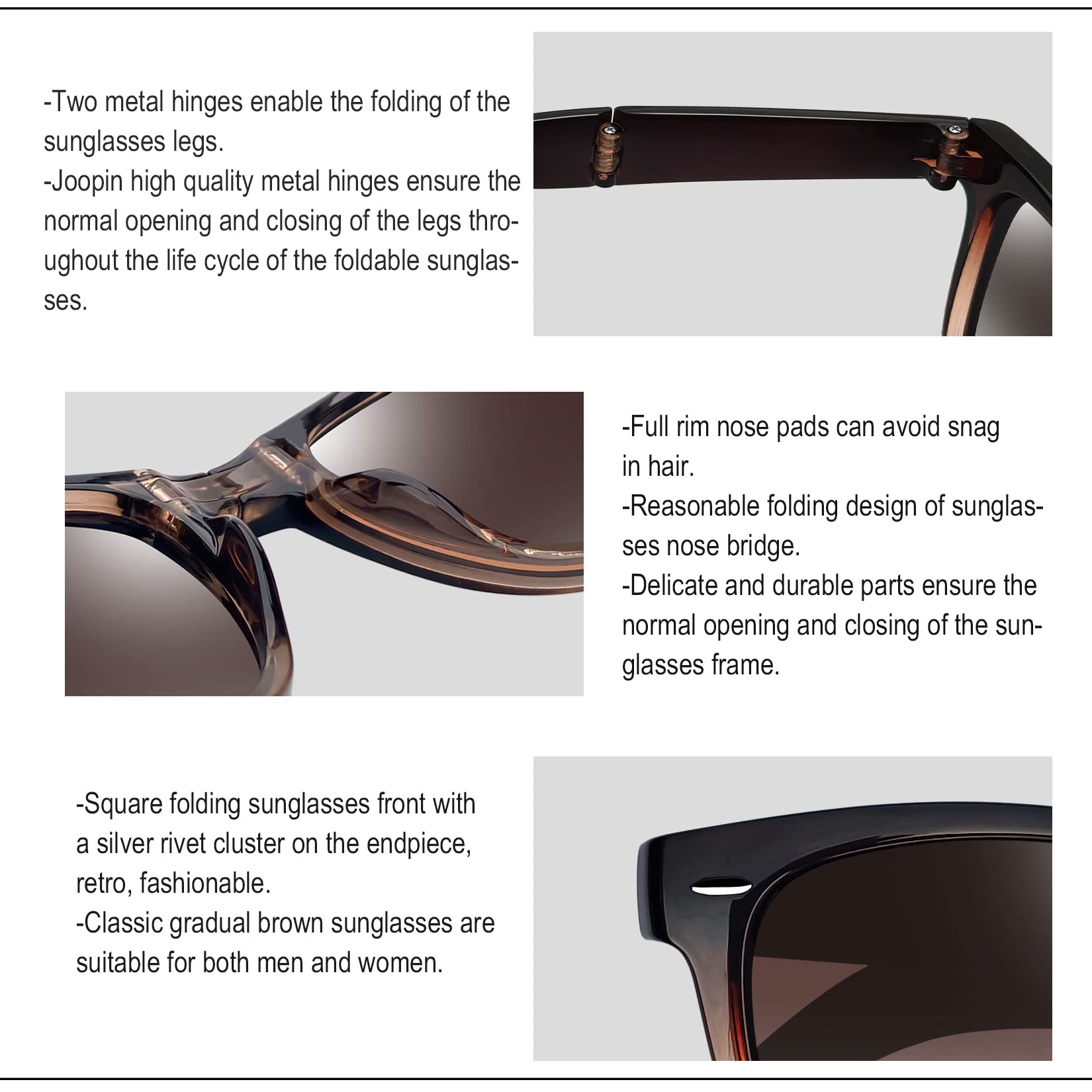 Joopin Square Polarized Sunglasses for Men & Women - UV Protection, Trendy Designer Shades for Outdoor, Driving & Fashion