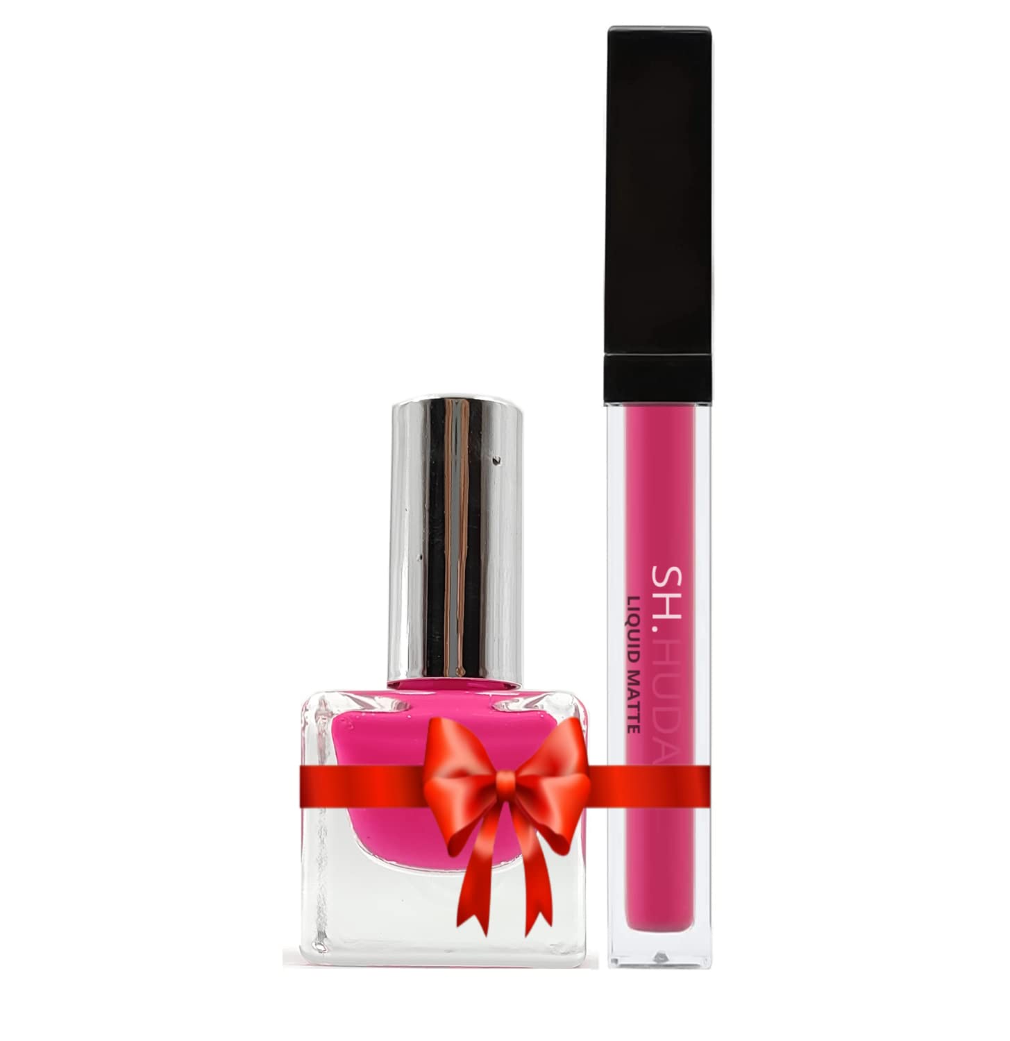 SH.HUDA Acrylic Nail Polish & Matte Liquid Lipstick Combo Set - Pink Edition | Professional Salon Quality Nail & Lip Makeup Kit for Women, Perfect for Parties, Weddings & Daily Beauty Routine