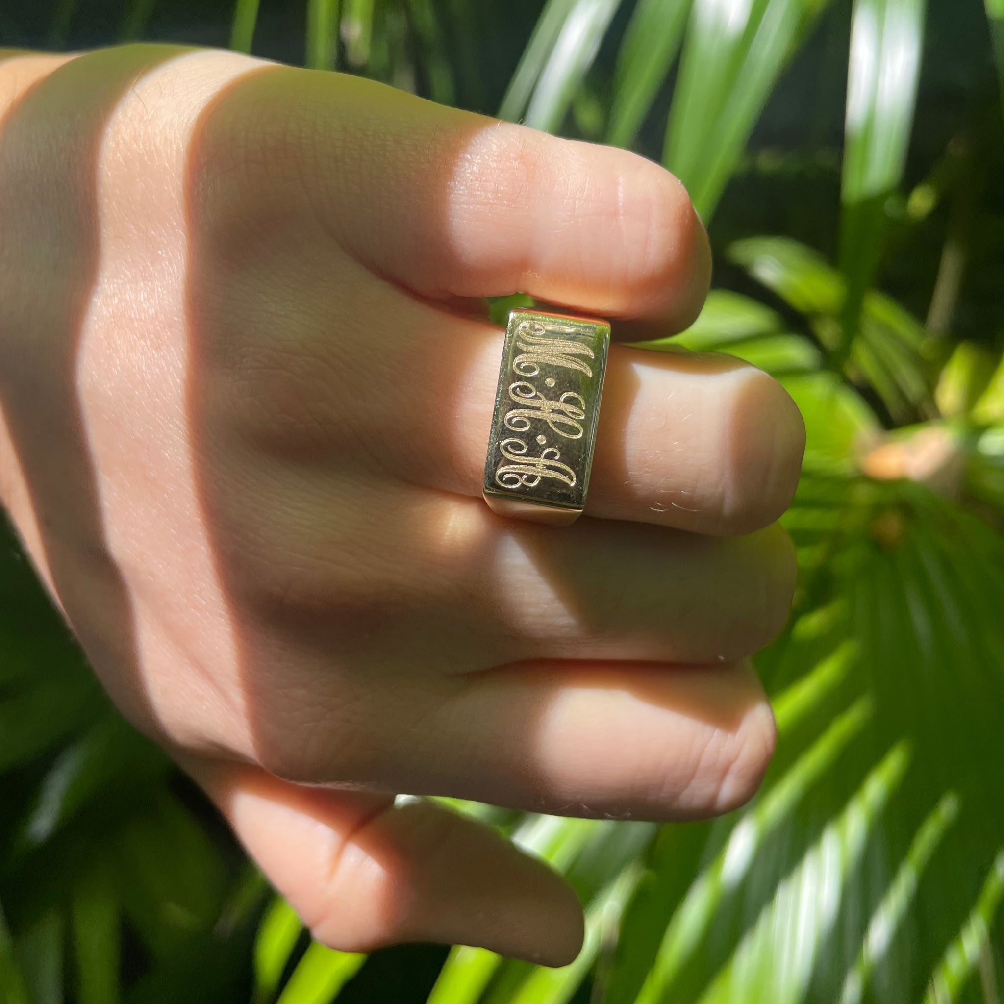 14K Gold Personalized Signet Ring for Men & Women - Custom Engraved Initials, Name or Date - Perfect for Weddings, Anniversaries & Gifts