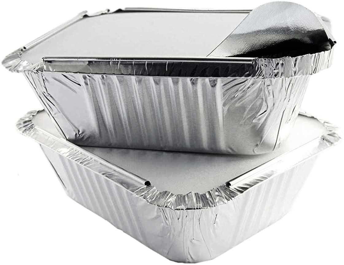 Tiger Chef Aluminum Foil Pans - 60 Pack 1 Lb Disposable Freezer & Oven Safe Containers with Board Lids for Baking, Cooking, Meal Prep, Food Storage & Freezing | Perfect for Takeout, Leftovers, Parties & Holiday Cooking