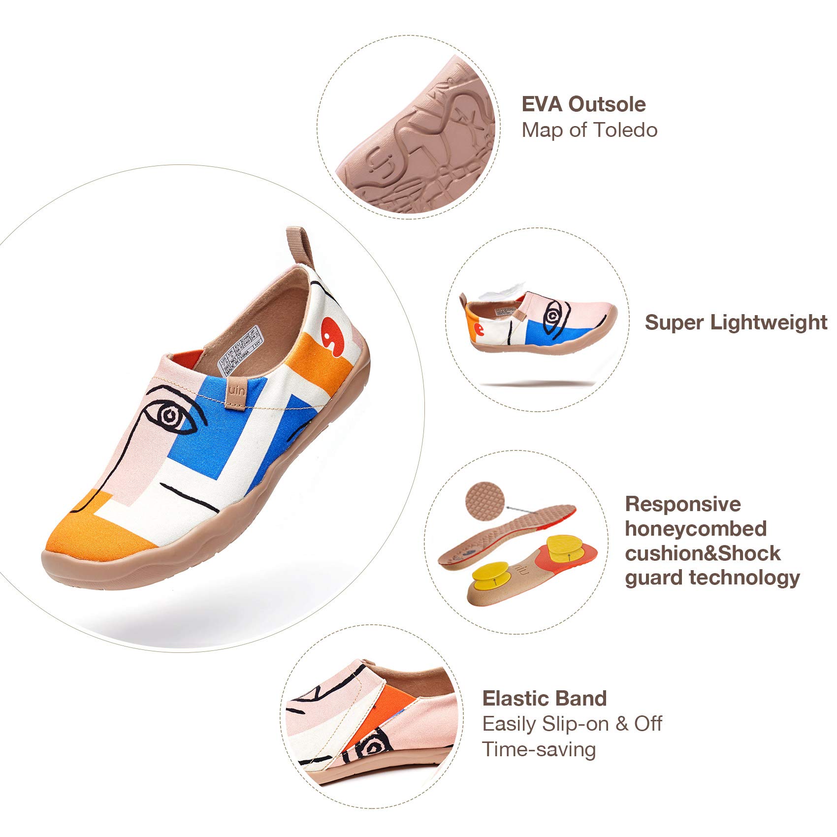 UIN Women's Slip On Canvas Sneakers - Lightweight Walking Shoes, Comfortable Casual Loafers with Artistic Paint Design for Travel & Everyday Wear | Size 9.5 | Perfect for Work, Shopping and Weekend Outings