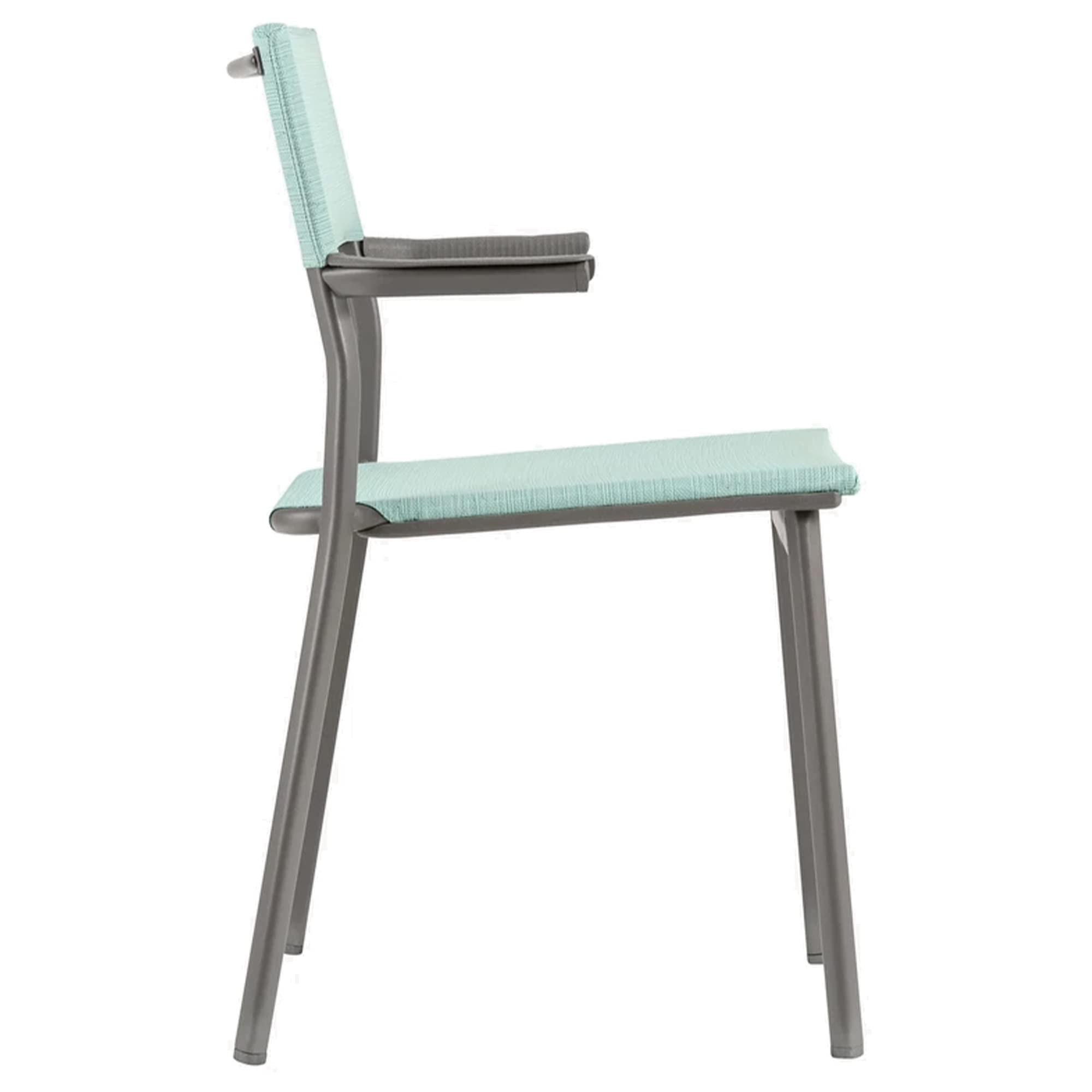 Lafuma ORON Outdoor Dining Armchair Set of 2 - Titanium Frame, Mistral Blue - Perfect for Patio, Garden, Poolside & Backyard Relaxation