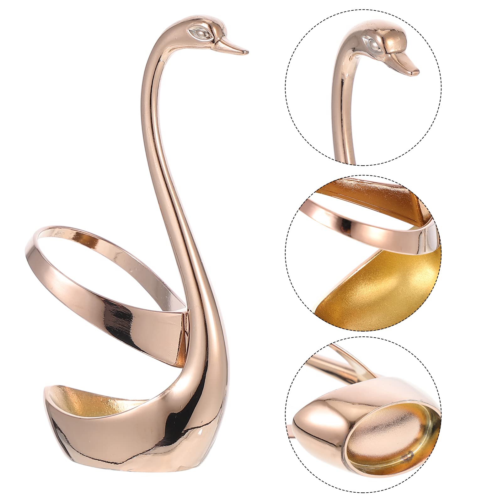 Elegant Stainless Steel Swan Spoon Rest & Table Decor - Rose Gold Coffee Spoon Holder, Fruit Fork Stand, Dessert Spoon Rest for Dining Table, Kitchen, Party, Wedding Decor