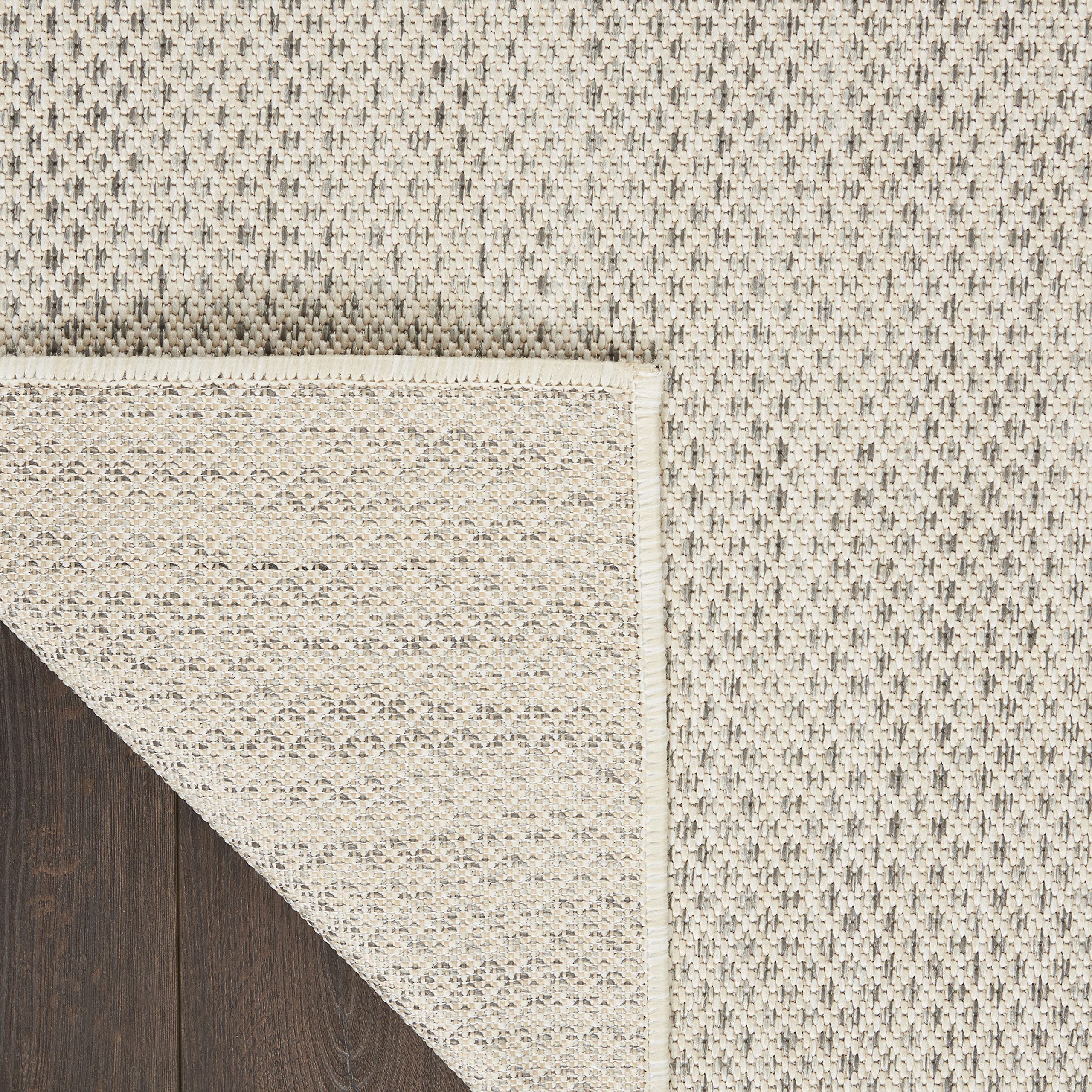Nourison Courtyard 7' x 10' Indoor/Outdoor Area Rug - Ivory Silver Geometric Design, Easy to Clean & Non-Shedding | Perfect for Living Room, Bedroom, Dining Room, Deck, Patio & Backyard | Adds Style & Comfort to Your Home Decor