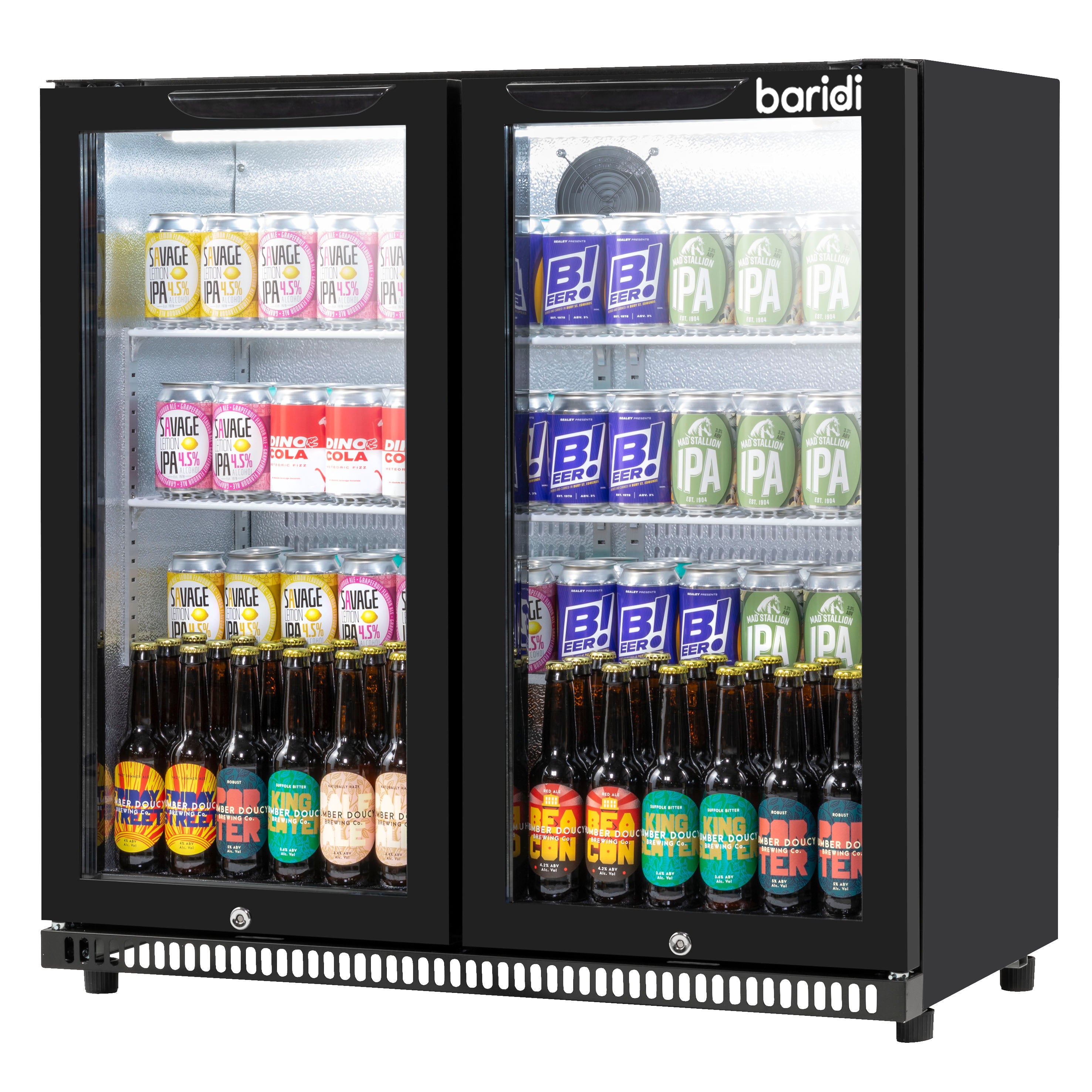 Baridi 190L Back Bar Refrigerator with Hinged Double Door - Commercial Under Counter Drink Cooler for Bars, Restaurants & Home Use
