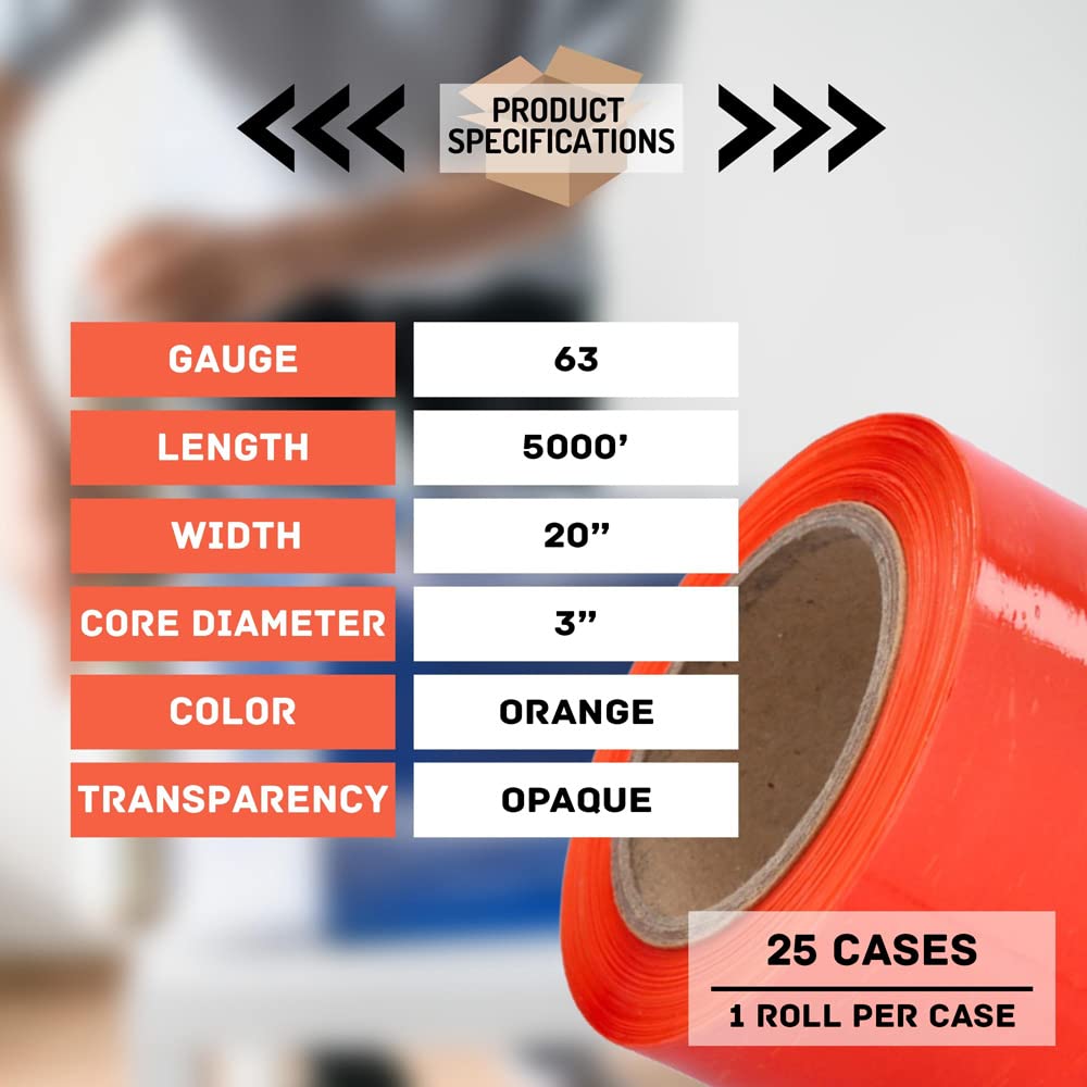 PSBM Orange Machine Stretch Wrap - 25 Pack, 20