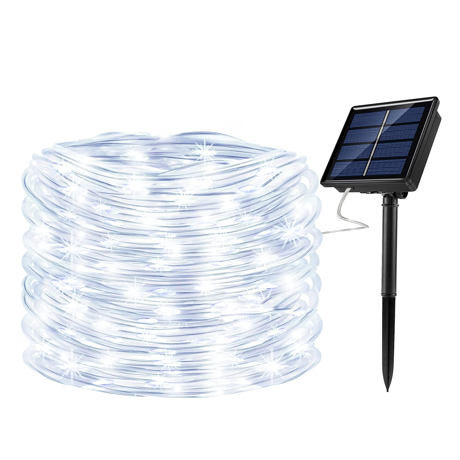 Oluote 33ft 100 LED Solar String Lights Outdoor Waterproof - Solar Powered Rope Lights for Garden, Patio, Yard, Party & Independence Day Decorations (White) | Perfect for Backyard, Wedding, Christmas & Holiday Lighting