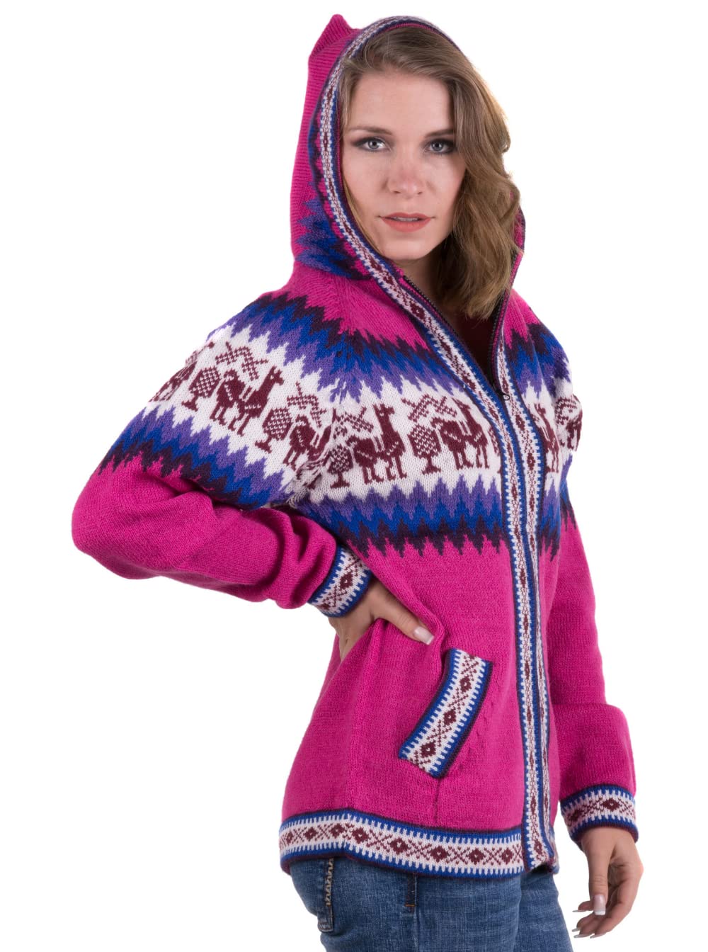 Premium Alpaca Wool Cardigan for Women - Soft & Warm Gamboa Sweater - Cozy Winter Pullover for Casual Outfits & Office Wear