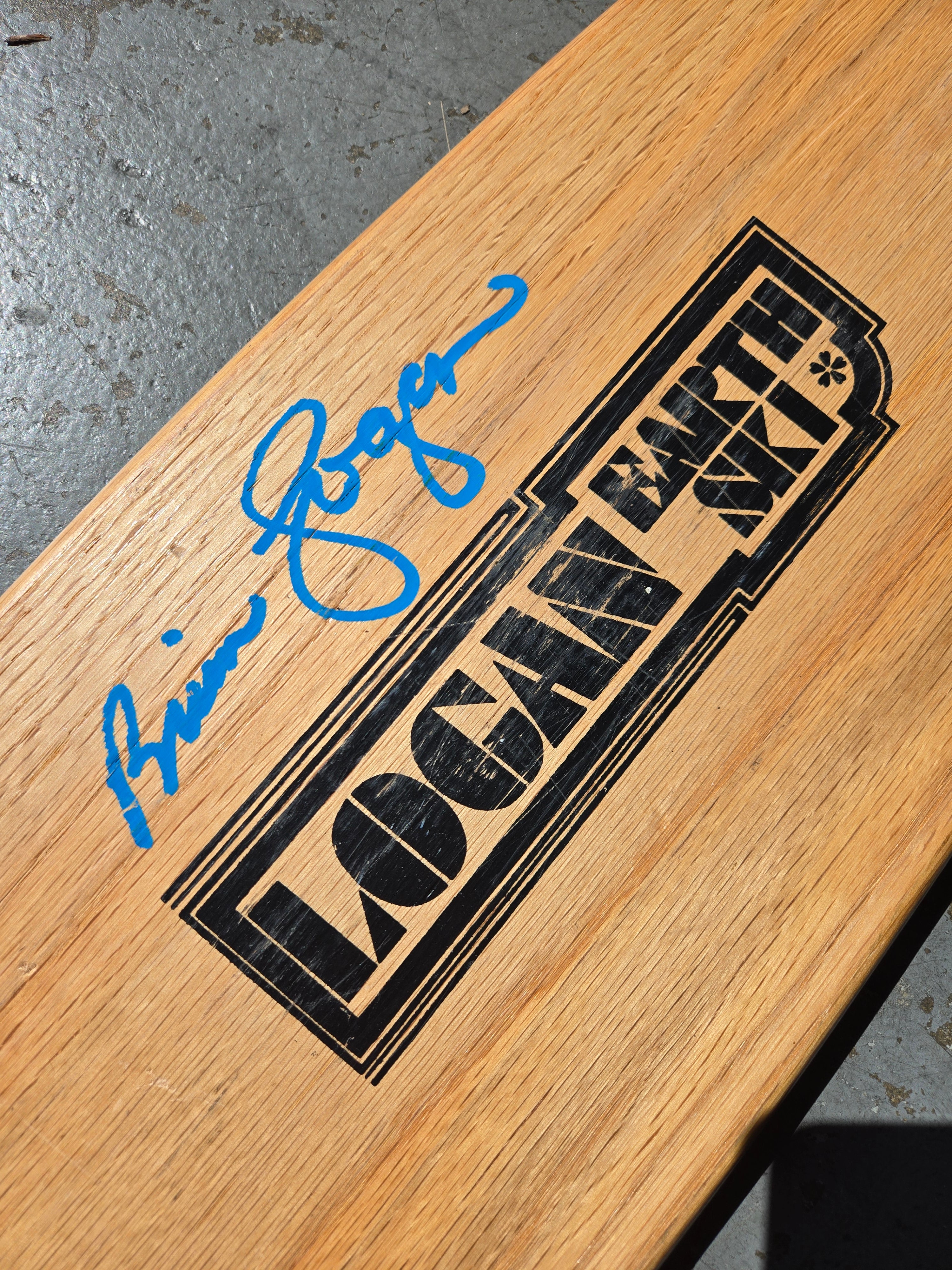 Vintage 1970s Logan Earth Ski Skateboard Deck - Signed by Brian Logan, Flat Tail Oak Design | Perfect for Collectors and Retro Skateboarding Enthusiasts