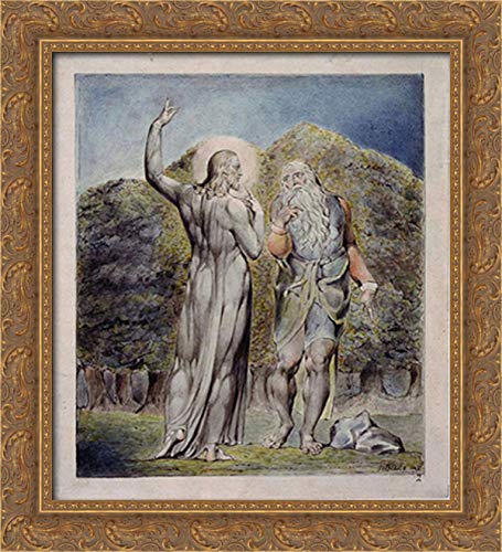 William Blake 'Christ Tempted By Satan' 20x22 Inch Gold Ornate Wood Framed Canvas Art - Biblical Wall Decor for Living Room, Church & Christian Home