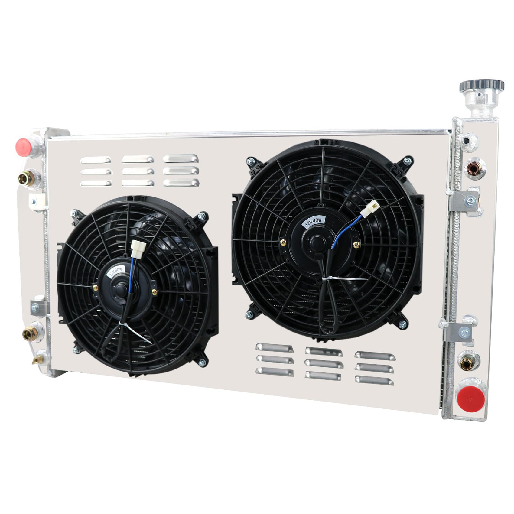 High-Performance Aluminum Radiator for 1988-1999 Chevy & GMC C/K 1500 2500 3500 Trucks - 4.3L 5.0L 5.7L V8 Engine - 3-Row Cooling System with Dual 12