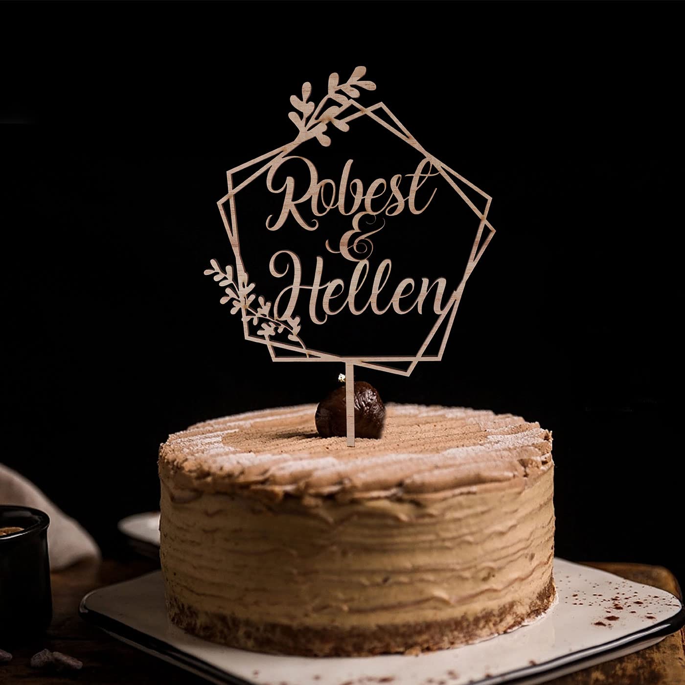 Personalized Rustic Wooden Wedding Cake Toppers for Couples - Custom Name Cake Topper for Weddings, Anniversaries & Engagement Parties - Perfect for Rustic, Vintage or Farmhouse Wedding Decor