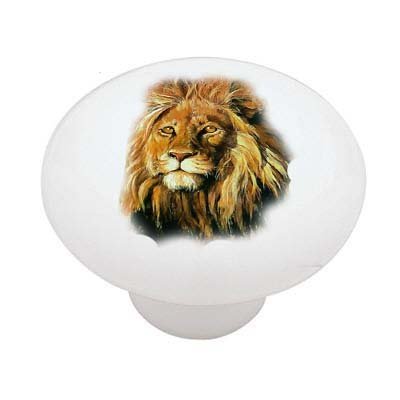 Lion Ceramic Drawer Knob - Handcrafted Animal-Themed Cabinet Hardware for Dressers & Cabinets - Perfect for Home Decor & Furniture Upgrade