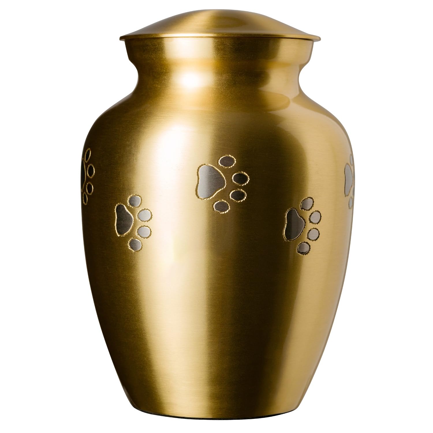 Hand Carved Brass Pet Urn for Dogs & Cats Ashes - Ottillie Paws Legacy Memorial Keepsake Urn (Horizontal Paws, Medium) - Perfect for Home Display & Memorial Services