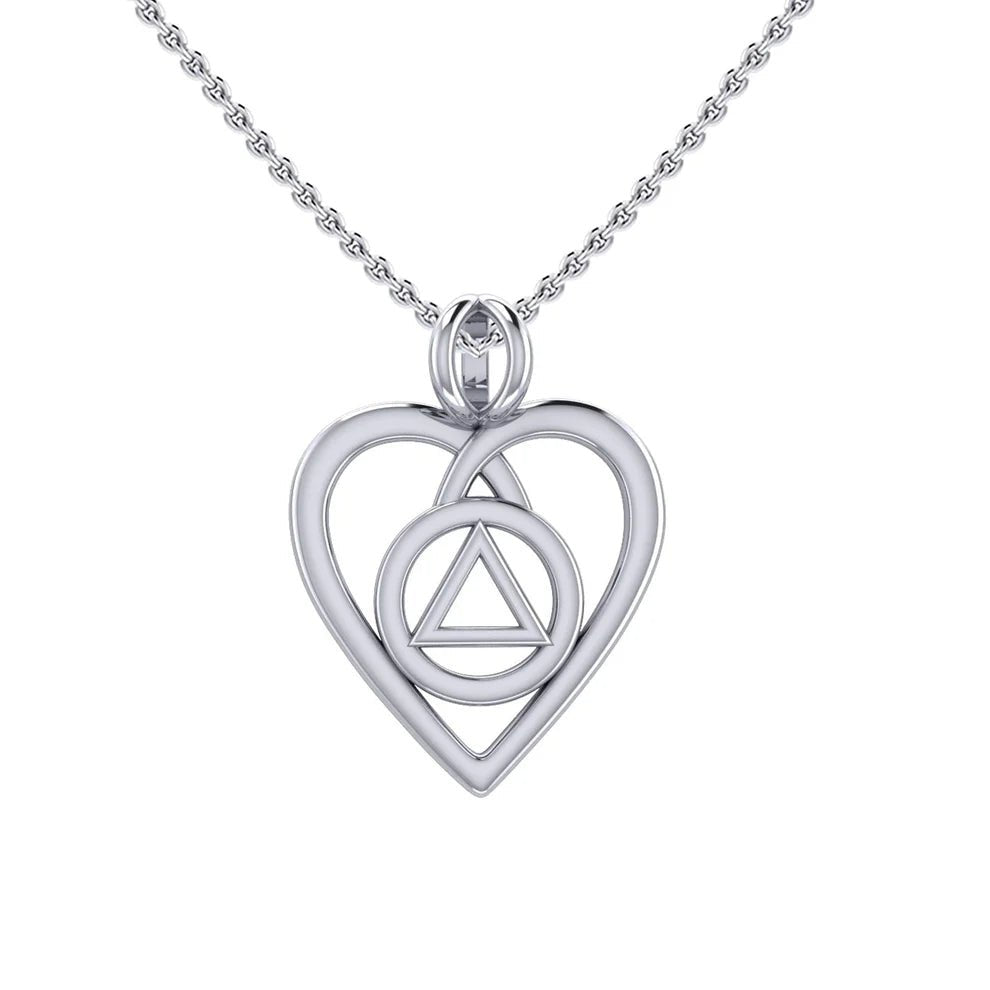 AA NA Recovery Pendant - Sterling Silver Heart Charm with Adjustable 18