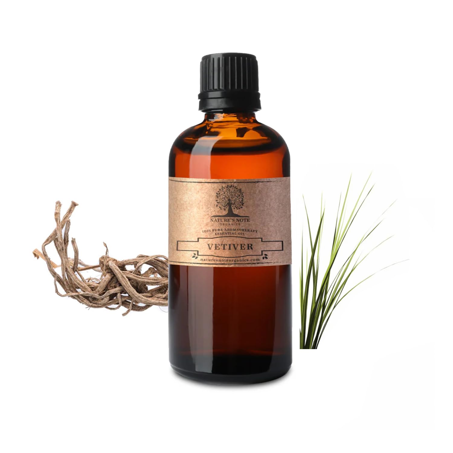 Nature's Note Organics Vetiver Essential Oil - 100% Pure Therapeutic Grade for Aromatherapy, Diffusers & Massage - 0.3 Fl Oz (10ml) - Relaxation, Stress Relief & Sleep Aid