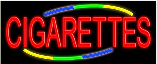 Vintage Cigarettes Glass Neon Sign #10769 - Handcrafted in USA | Perfect for Bar, Man Cave & Retro Decor