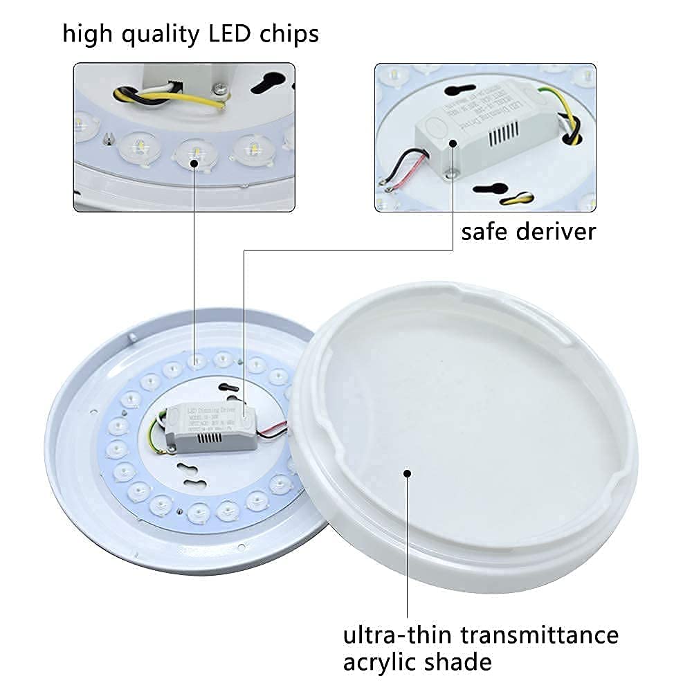 20W LED Flush Mount Ceiling Light Fixture - 10 Inch Waterproof Bathroom Light, 6000K Daylight White (1650lm, 100W Equivalent) - Perfect for Kitchen, Laundry Room, Bedroom, Hallway & Indoor Spaces - Non-Dimmable LED Ceiling Lamp