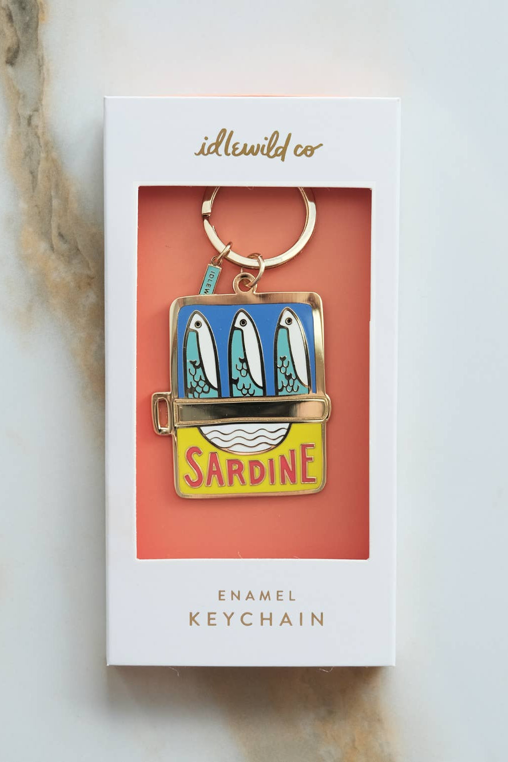 Premium Tinned Fish Enamel Keychain - Vintage Style Cute Fish Keyring - Perfect for Backpacks, Gifts & Fishing Enthusiasts