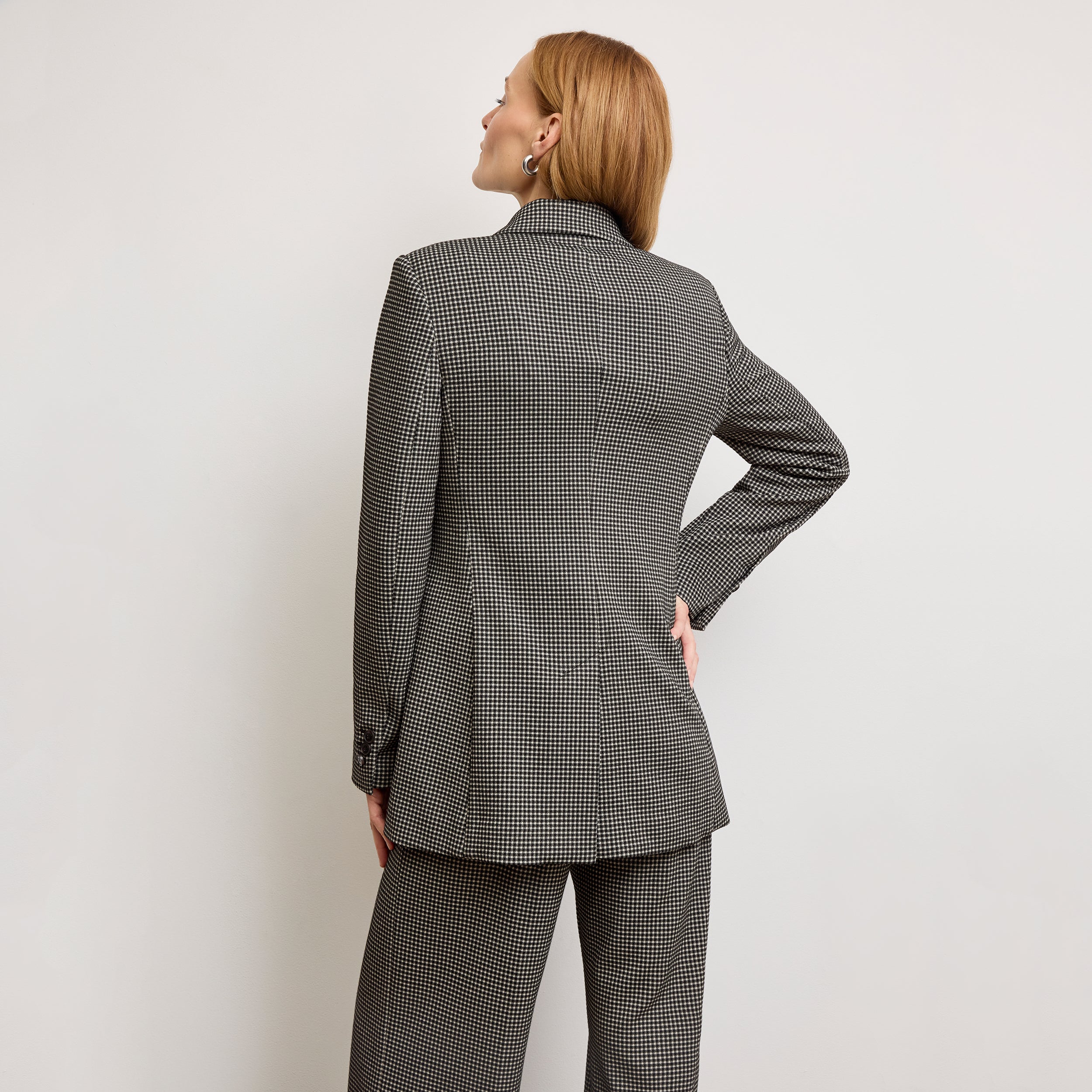 Tinsley Wide Leg Pants for Women - Soft Knit Suiting Fabric with Classic Check Pattern | Office Wear & Casual Outfits