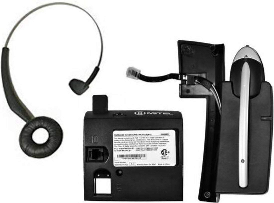 Mitel Cordless DECT Headset & Module Bundle 50005712 - Compatible with Mitel 5330, 5340, 5360 Phones - Full Accessory Kit - Ideal for Office, Call Center & Remote Work