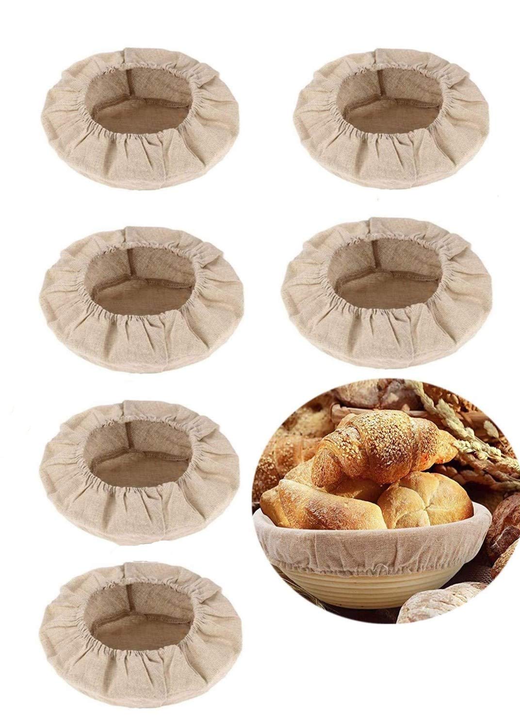 Premium Round Banneton Proofing Basket Linen Liner - 6 Pack 10 Inch Bread Cloth for Sourdough, Artisan & Homemade Bread Baking - Perfect for Professional Bakeries & Home Kitchen Use