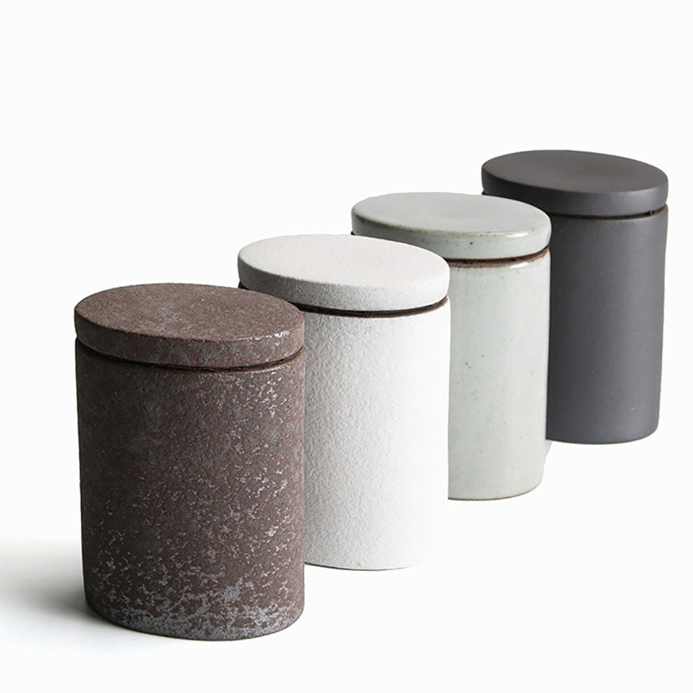 Handmade Coarse Pottery Tea Caddies Set of 4 - Loose Leaf Tea Storage Containers for Kitchen, Pantry & Tea Ceremony | Airtight & Decorative