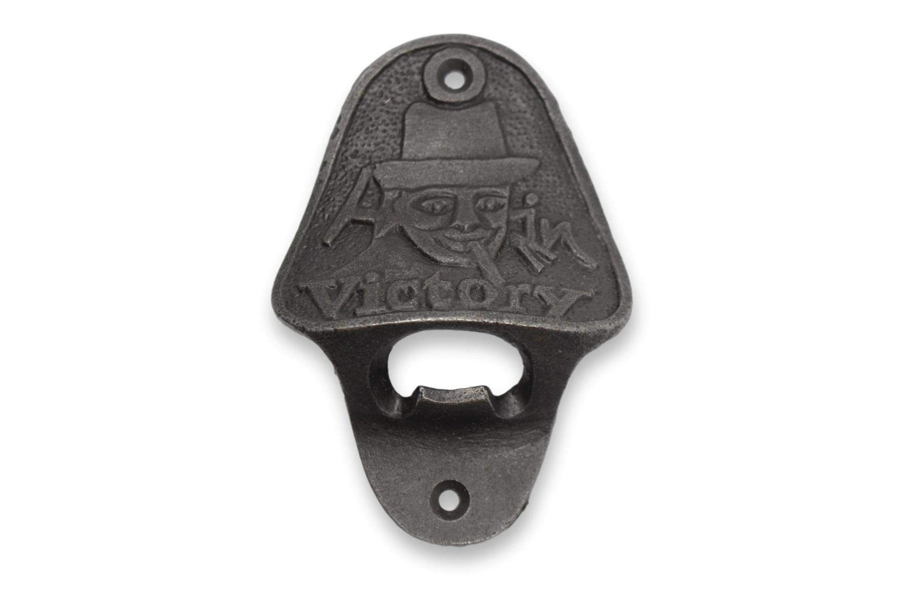 Vintage Cast Iron Bottle Opener - Winston Churchill Victory Style - Rustic Retro Bar Accessory for Home, Pub, or Man Cave Decor - Perfect for Beer, Soda & Collectors