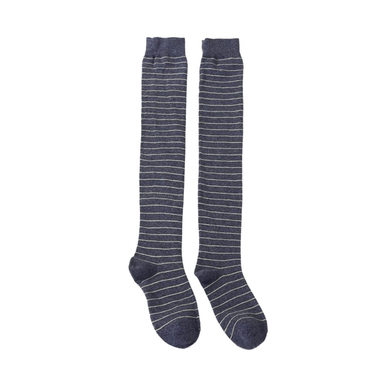 Women's Cotton Striped Thigh High Socks - Soft Knitted Long Socks for Teen Girls & Women - 3 Pairs Pack (Color E) - Perfect for Casual Wear, Winter Warmth & Fashion Outfits