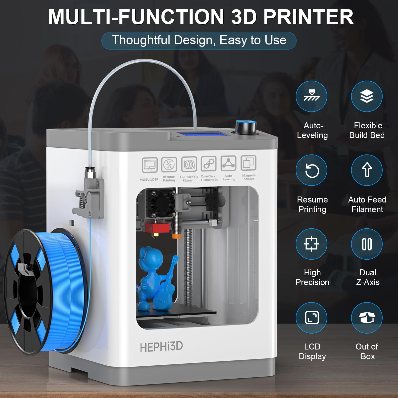 TINA2 Mini 3D Printer | Fully Assembled FDM 3D Printer with Auto Leveling for Beginners & Kids | Open Source Design with Resume Printing & Magnetic Build Plate | Perfect for Home, School & DIY Projects