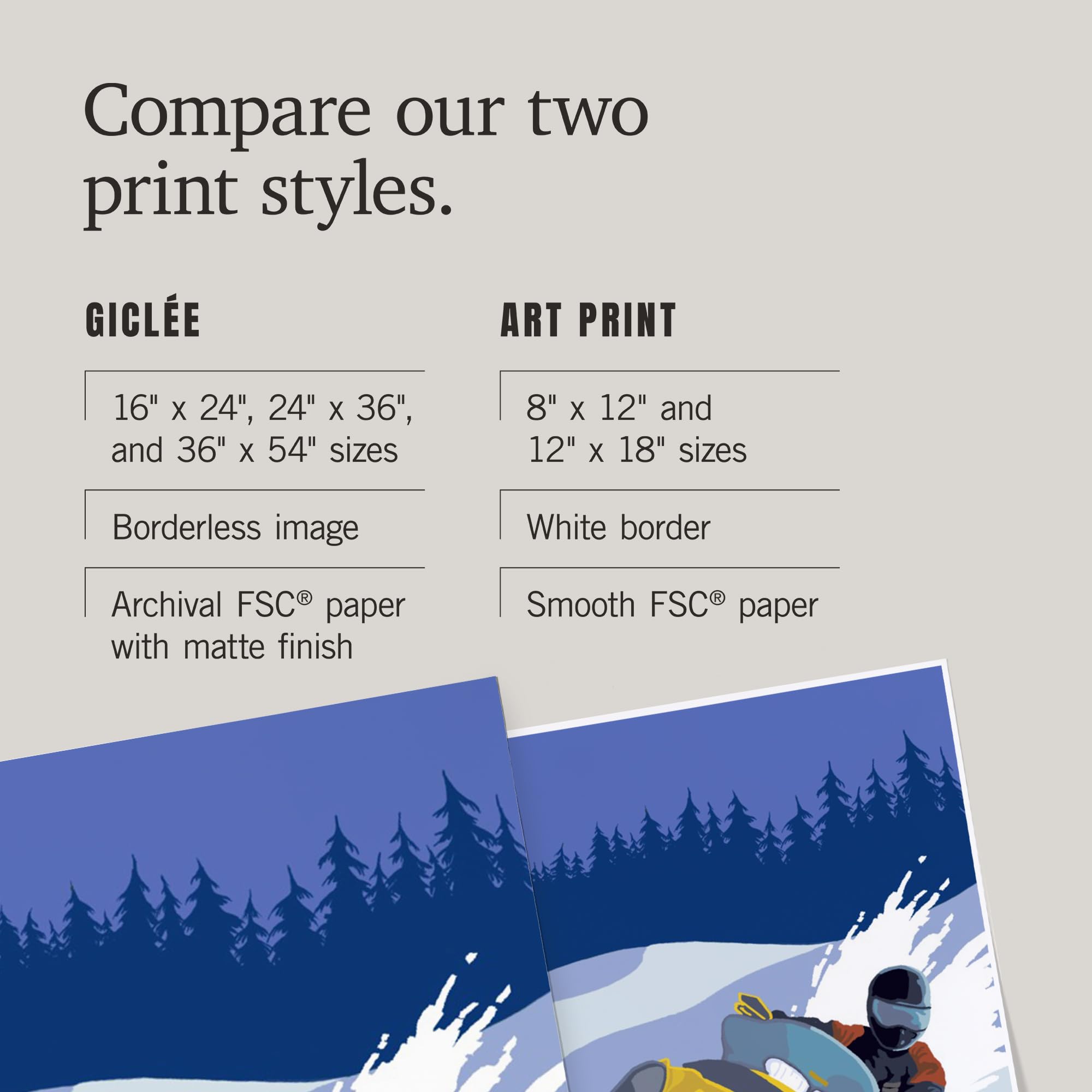 Lantern Press 16x24 Inch Giclee Print - McCall Idaho Snowmobile Ride Winter Landscape Wall Art - Perfect for Home Decor, Office & Cabin Wall Decorations