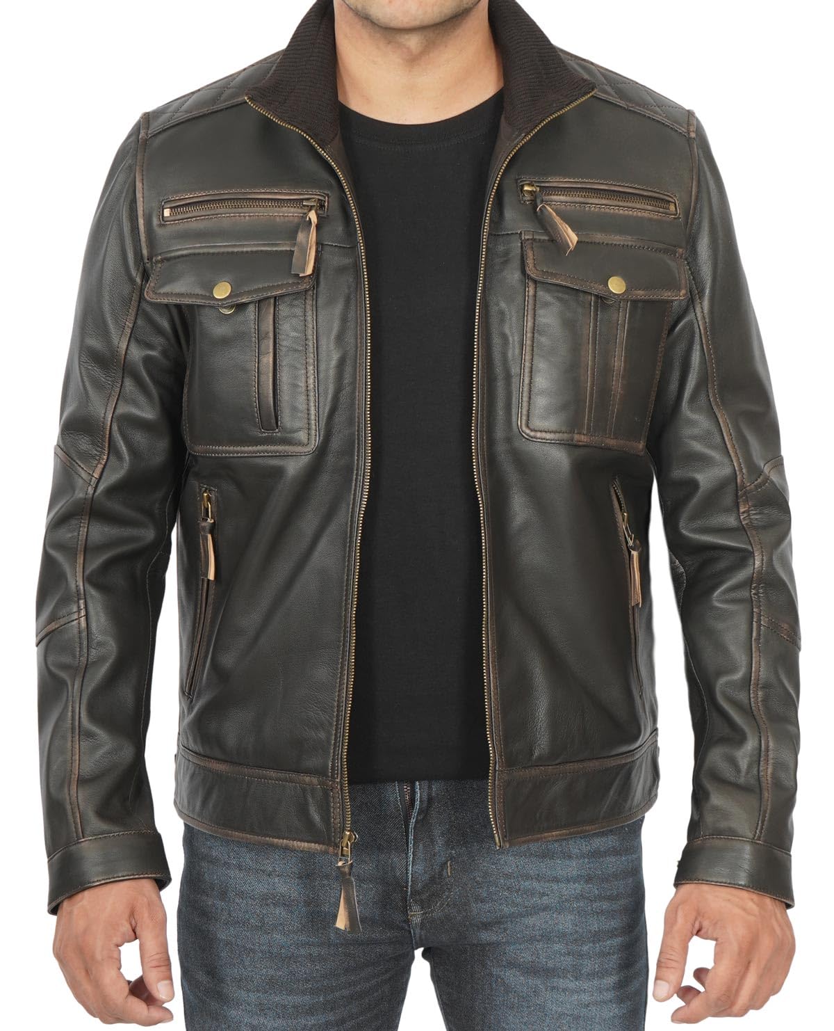 Genuine Lambskin Leather Jacket for Men - Stylish & Durable Fashion Outerwear - Perfect for Casual Wear, Motorcycle Riding & Night Out