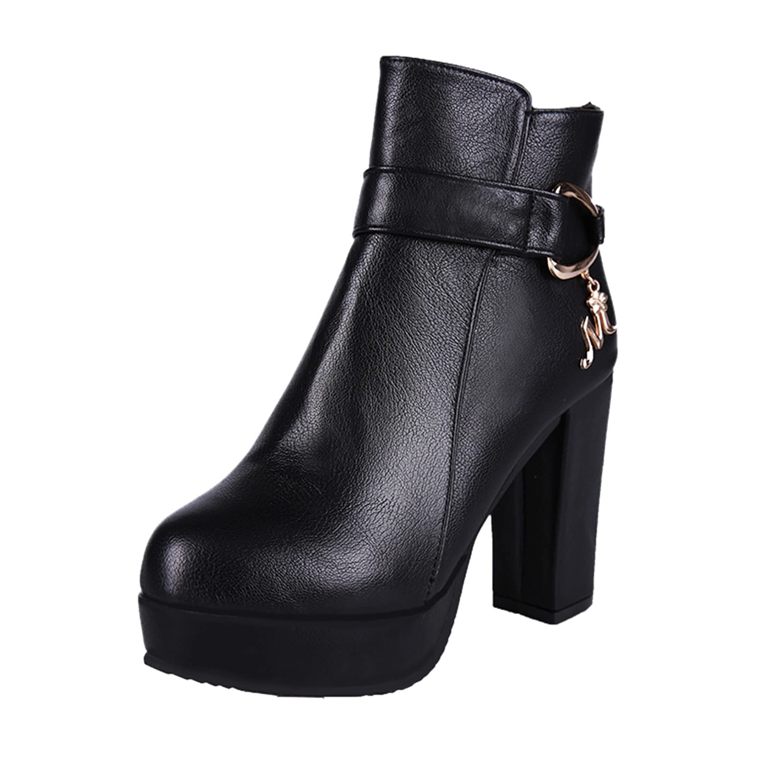 Stylish Women's Ankle Boots with Chunky Heel & Side Zipper - Retro Fashion Booties for Everyday Wear - Perfect for Office, Dating & Casual Outfits