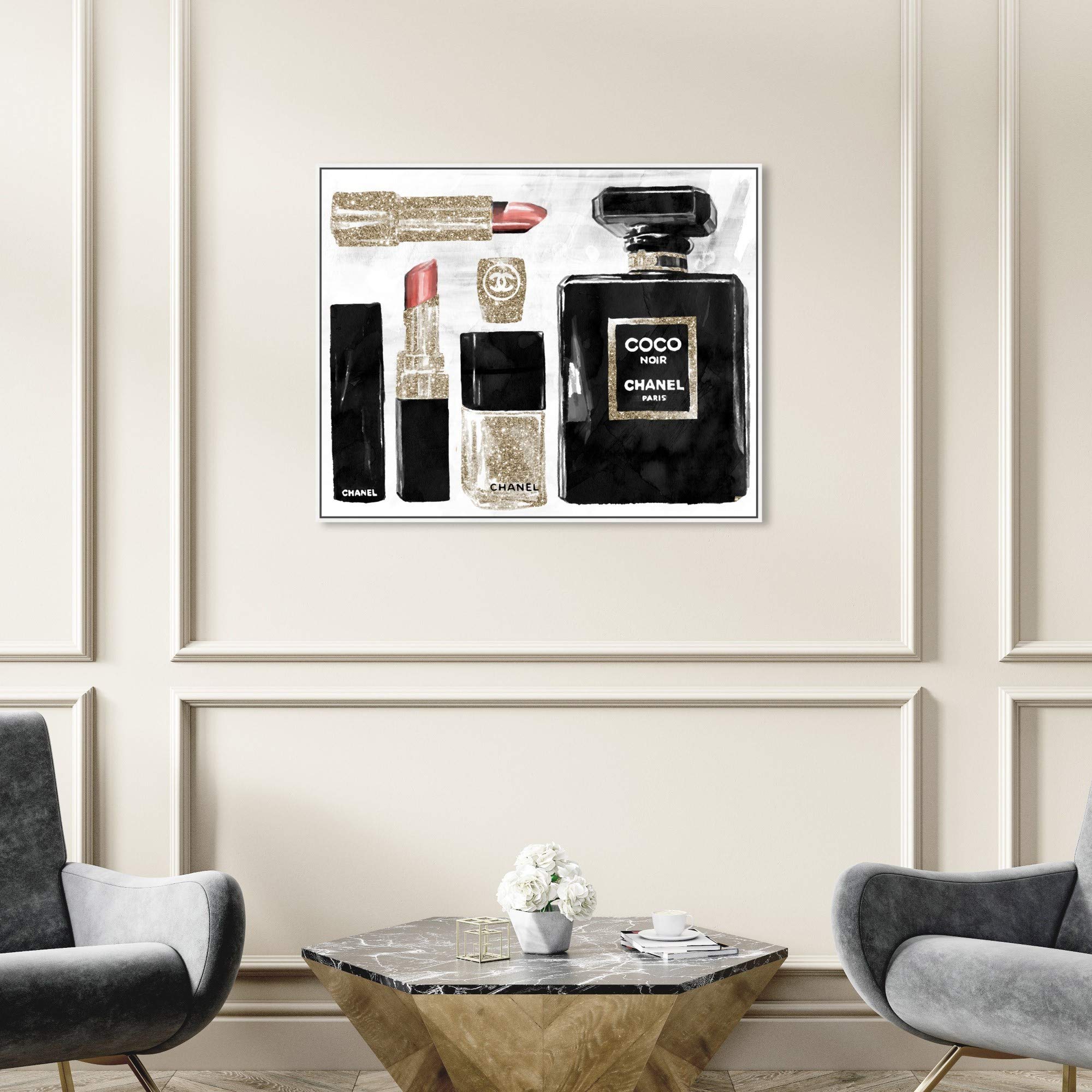 Oliver Gal Artist Co. 'Coco Glitter' Framed Wall Art Canvas Print - 36x30 Inch Gold & Black Fashion Glam Home Decor - Perfect for Living Room, Bedroom or Office Wall Decoration