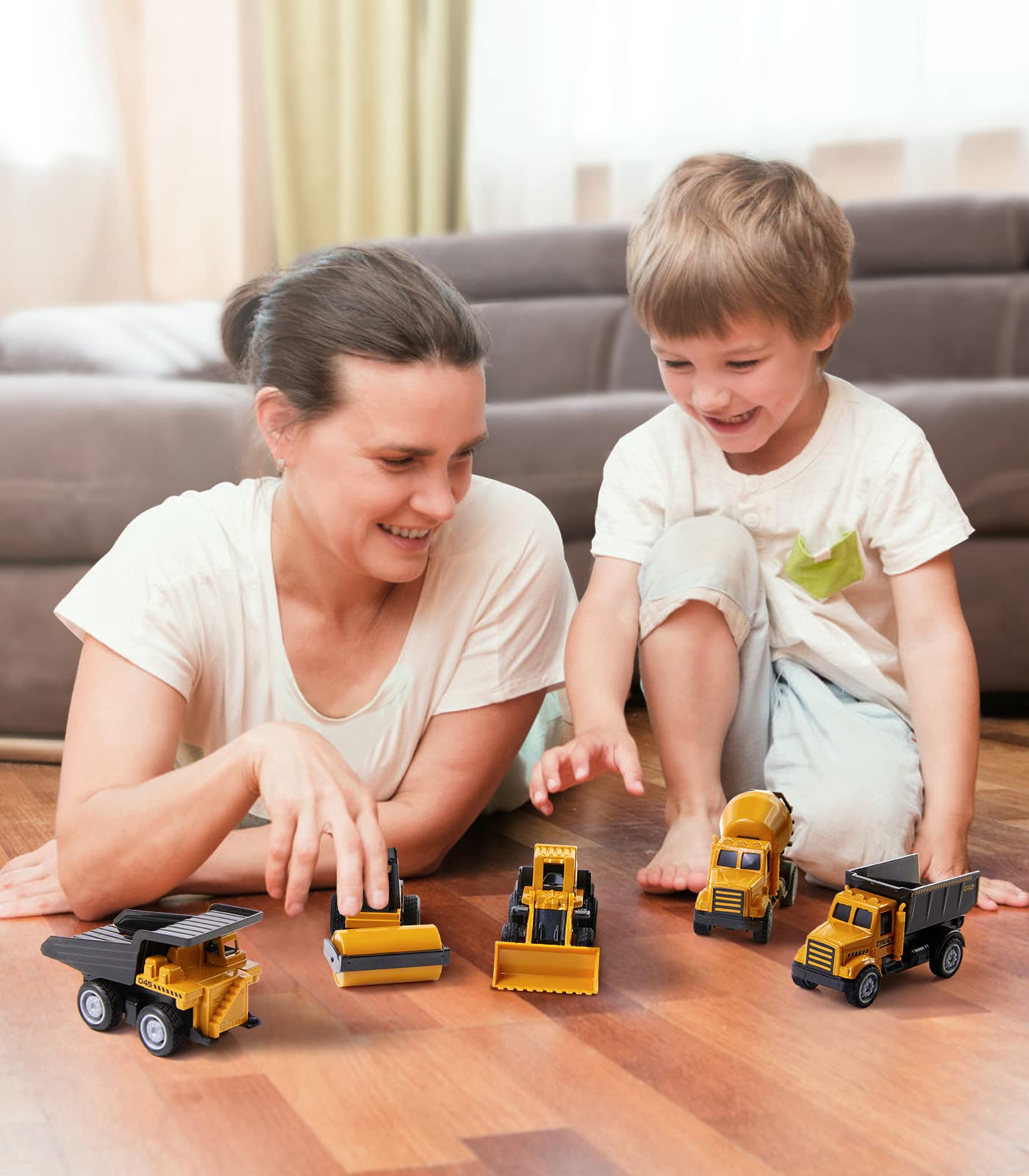 Geyiie Alloy Mini Construction Vehicles Set - Die Cast Small Bulldozer, Excavator & Dump Truck Toys - Heavy Duty Metal Construction Toy Cars for Kids & Toddlers - Perfect for Outdoor Play, Easter Gifts & Construction Theme Parties