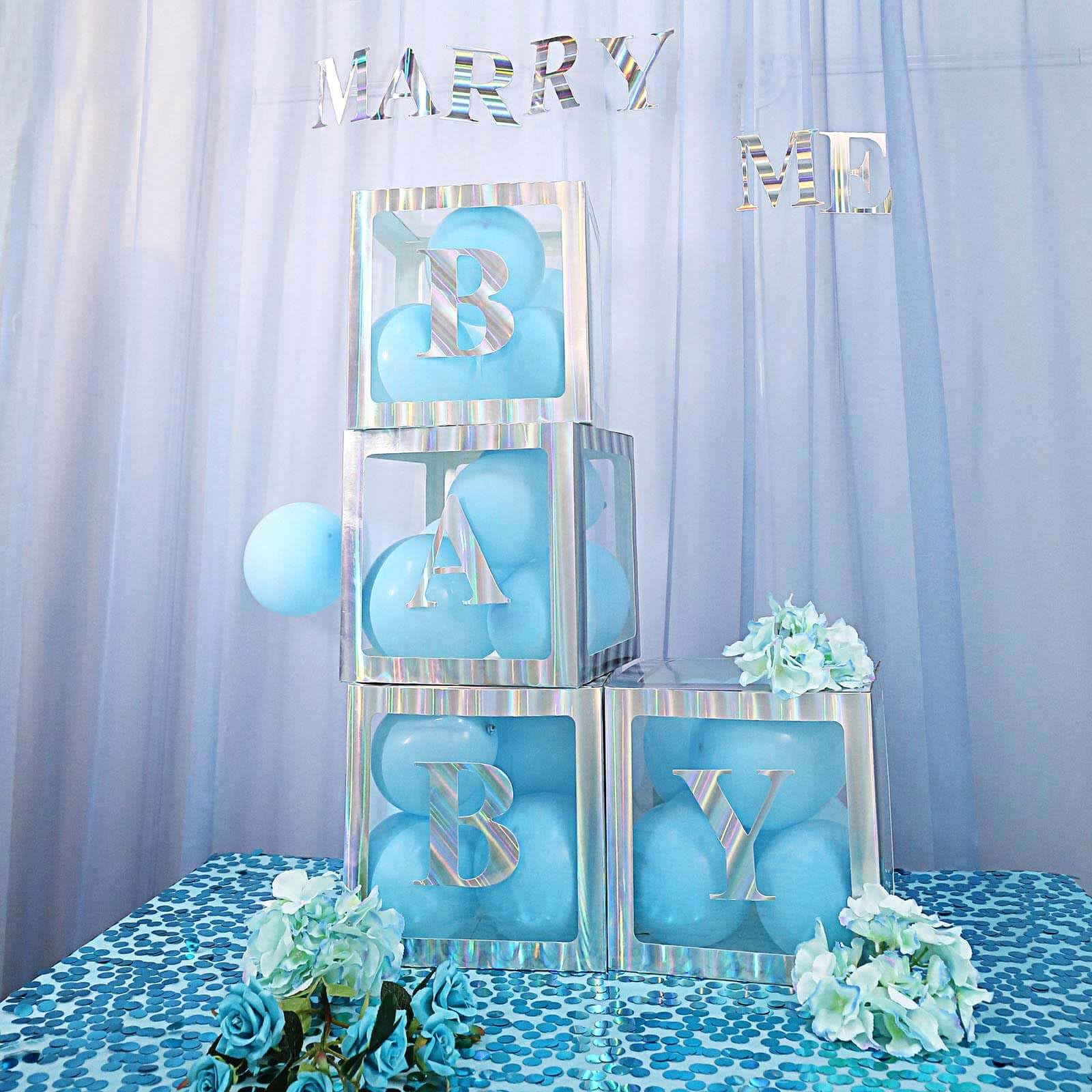 Efavormart 2-Pack Iridescent Edge Clear Balloon Gift Boxes - DIY Party Decor for Baby Shower, Christmas, Birthday, Wedding | Perfect for Table Centerpieces, Photo Booth Props & Event Styling