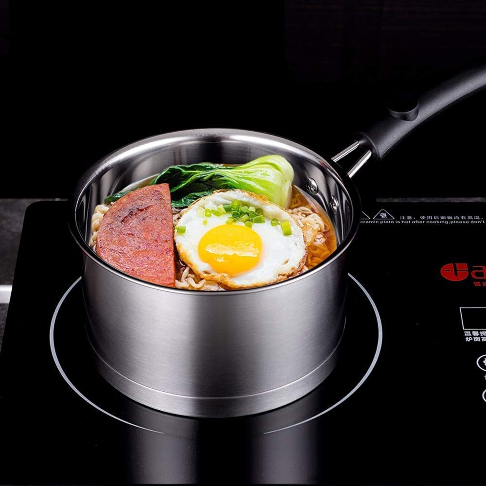 Chef Classic Stainless Steel 3-Piece Non-Stick Milk Pot Set with Lid - Healthy Cookware for Kitchen & Restaurant Use - Perfect for Boiling, Steaming & Cooking - Ideal Gift (Silver)