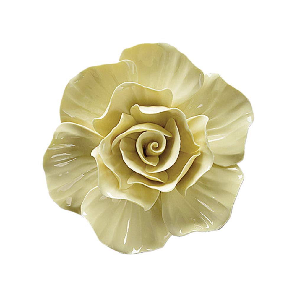 IMIKEYA Vintage Ceramic Peony Flower Wall Art - Handcrafted Artificial Floral Decor for Bedroom, Living Room, Farmhouse, Hallway, Kitchen & Dining Room - Grey Home Decor (Perfect for Boho, Rustic & Shabby Chic Interior Design)