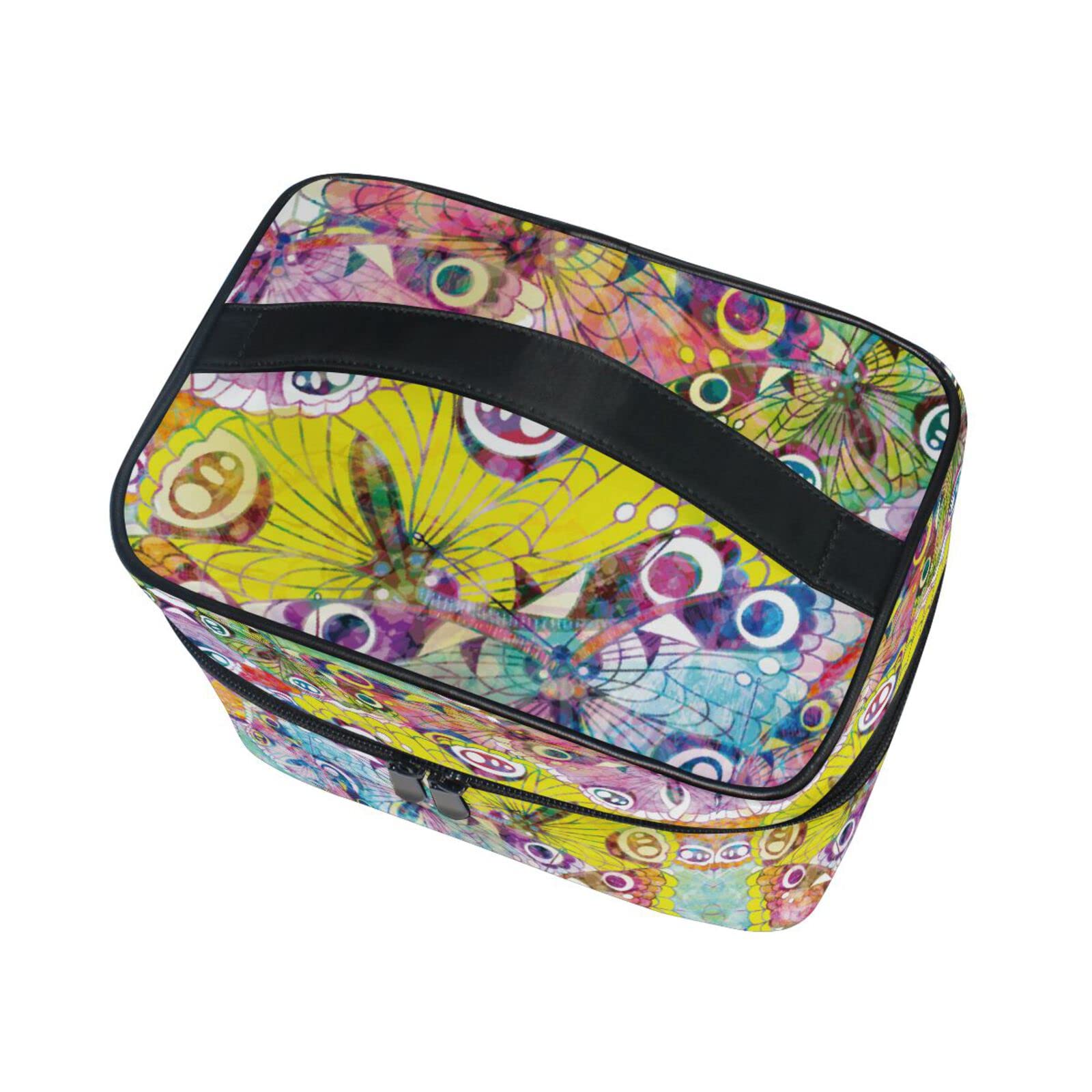 Colorful Butterfly Cartoon Makeup Bag for Women & Girls - Waterproof Cosmetic Organizer Pouch with Zipper - Perfect for Travel, Gym, and Daily Essentials Storage