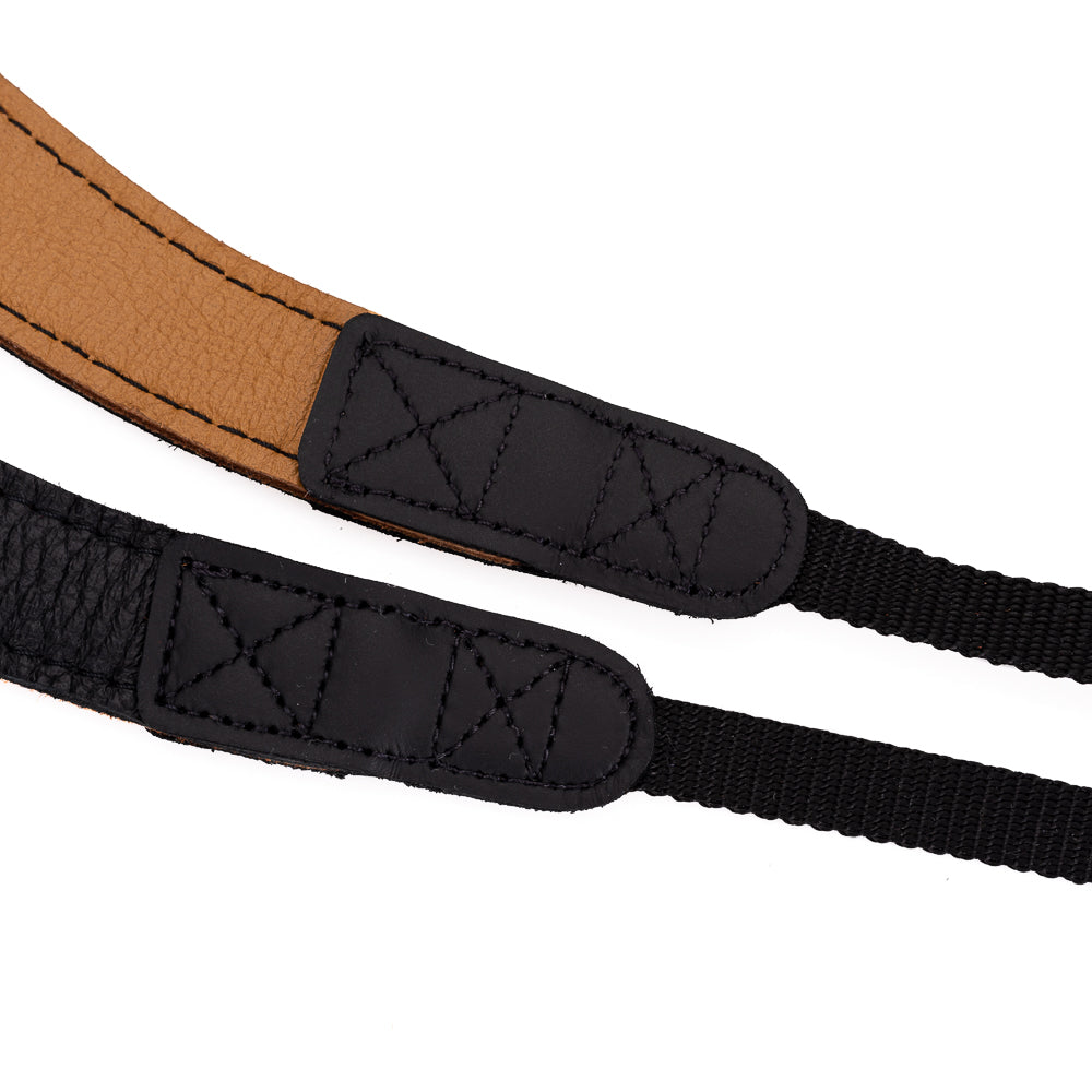 EDDYCAM 35mm Wide Elk Leather Neck Strap - Black/Natural with Black Stitching - Premium Camera Strap for DSLR, Mirrorless & Film Cameras - Perfect for Photographers, Travel & Outdoor Shooting