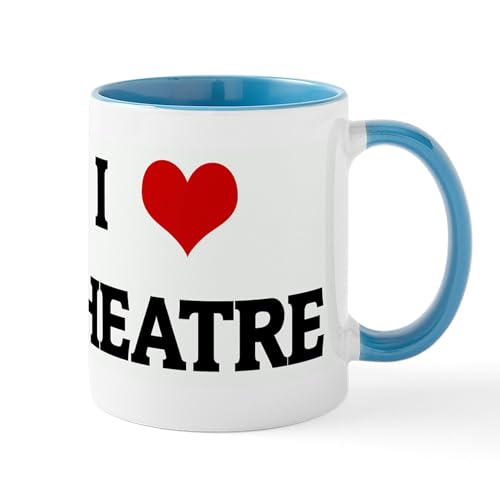 White/Blue Inside - I Love THEATRE Mug