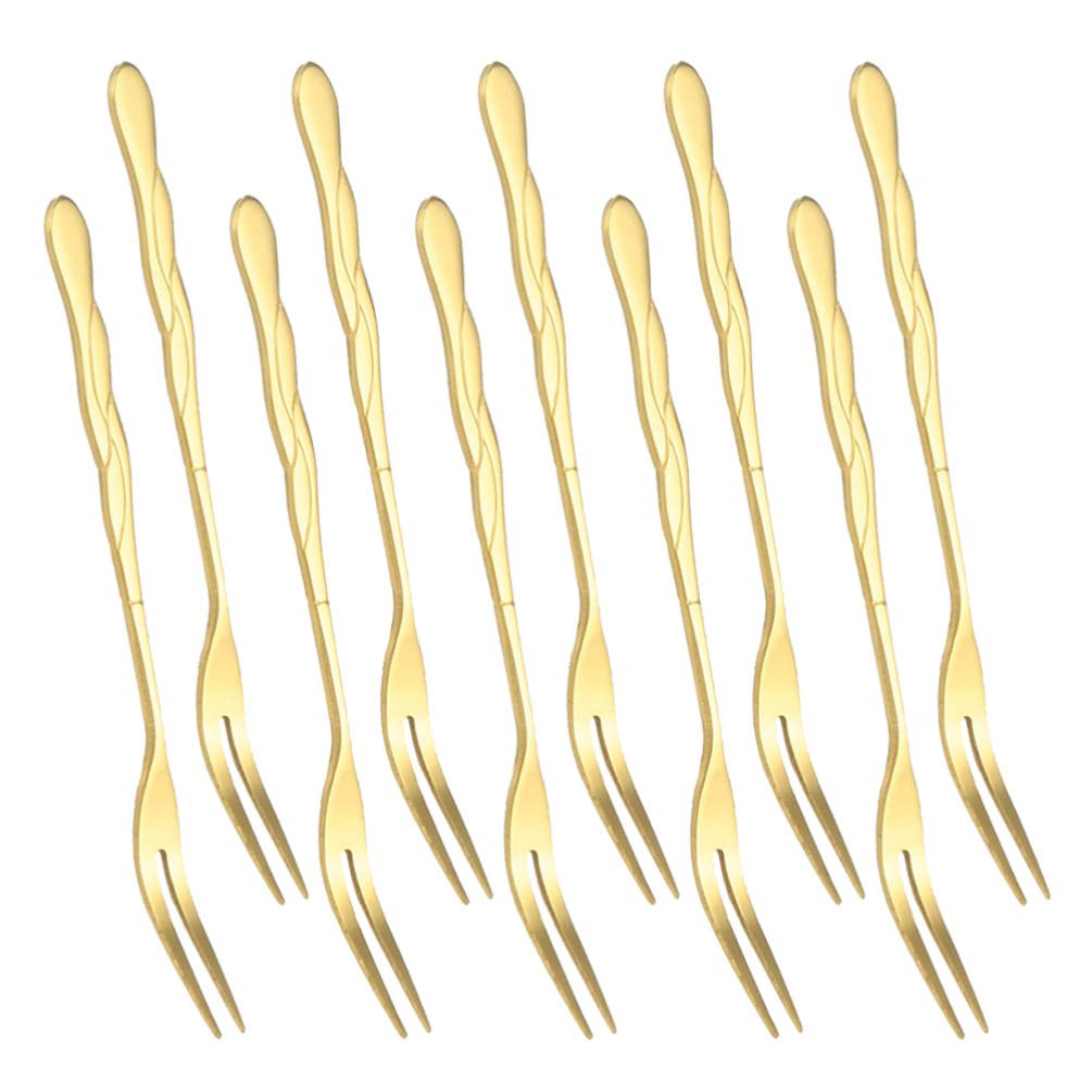 DOITOOL 10-Pack Reusable Stainless Steel Fruit Picks - Elegant Fruit Forks for Parties, Picnics, BBQ, and Dessert Platters